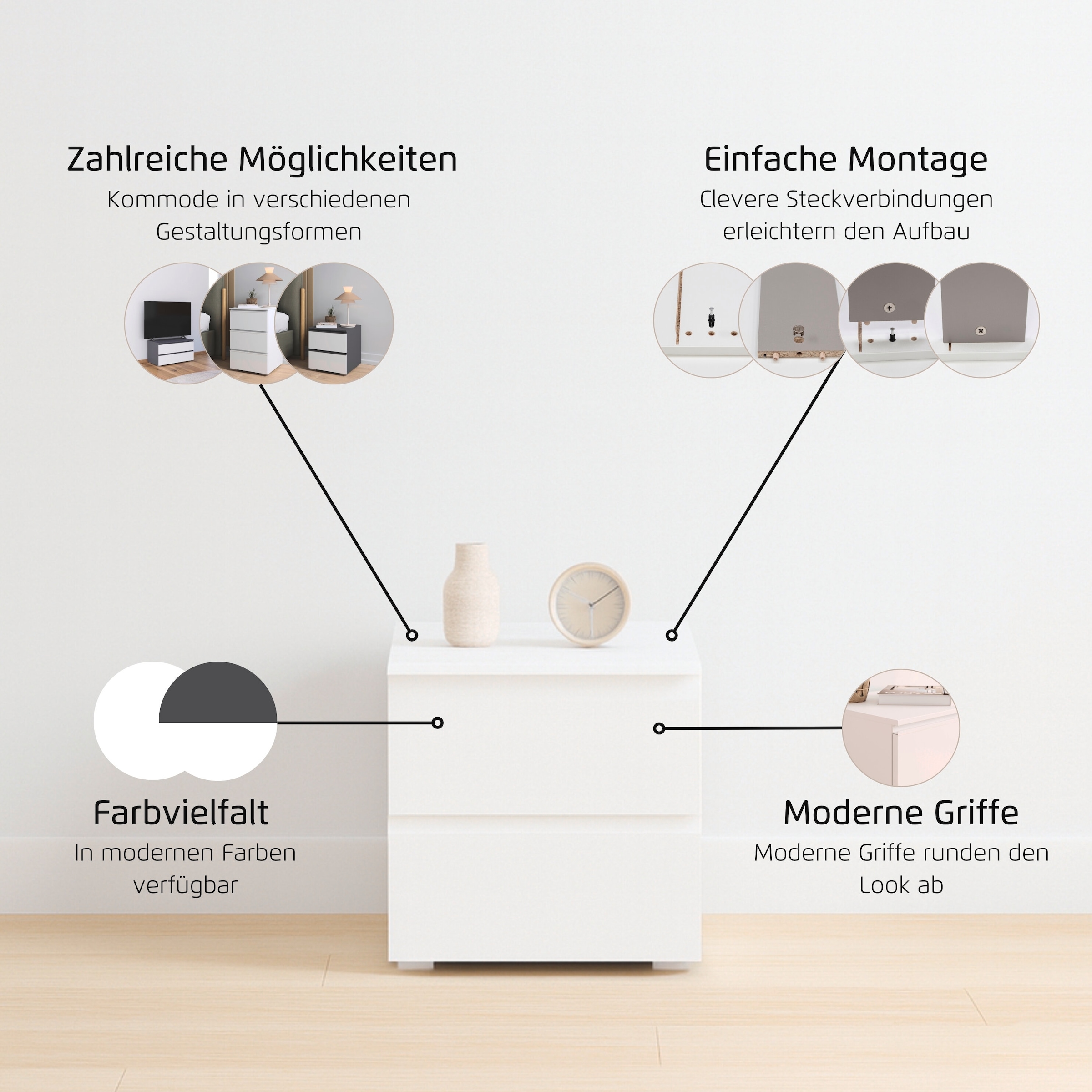 rauch Nachtkommode »Nachttisch Nachtkonsole Nachtschrank MAINZ« Breite 40 cm,  zwei praktische und geräumige Schubladen MADE IN GERMANY