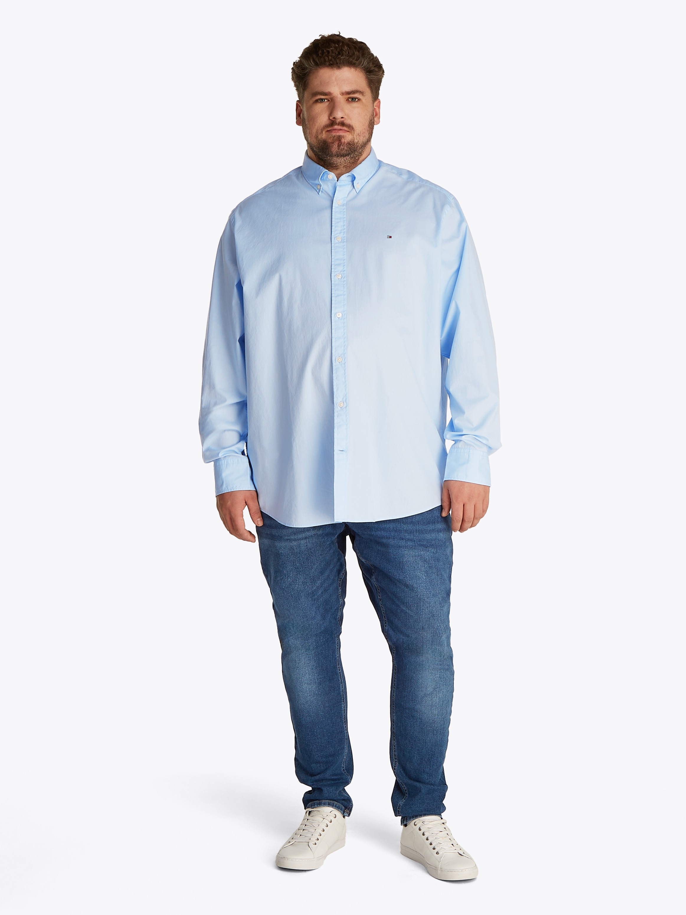 Tommy Hilfiger Big & Tall Langarmhemd »BT-FLEX POPLIN SOLID RF SHIRT-B«, Große Größen