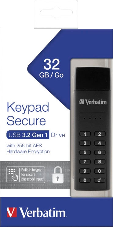 Verbatim USB-Stick »Keypad Secure 32GB«, (USB 3.2 Lesegeschwindigkeit 160 MB/s)