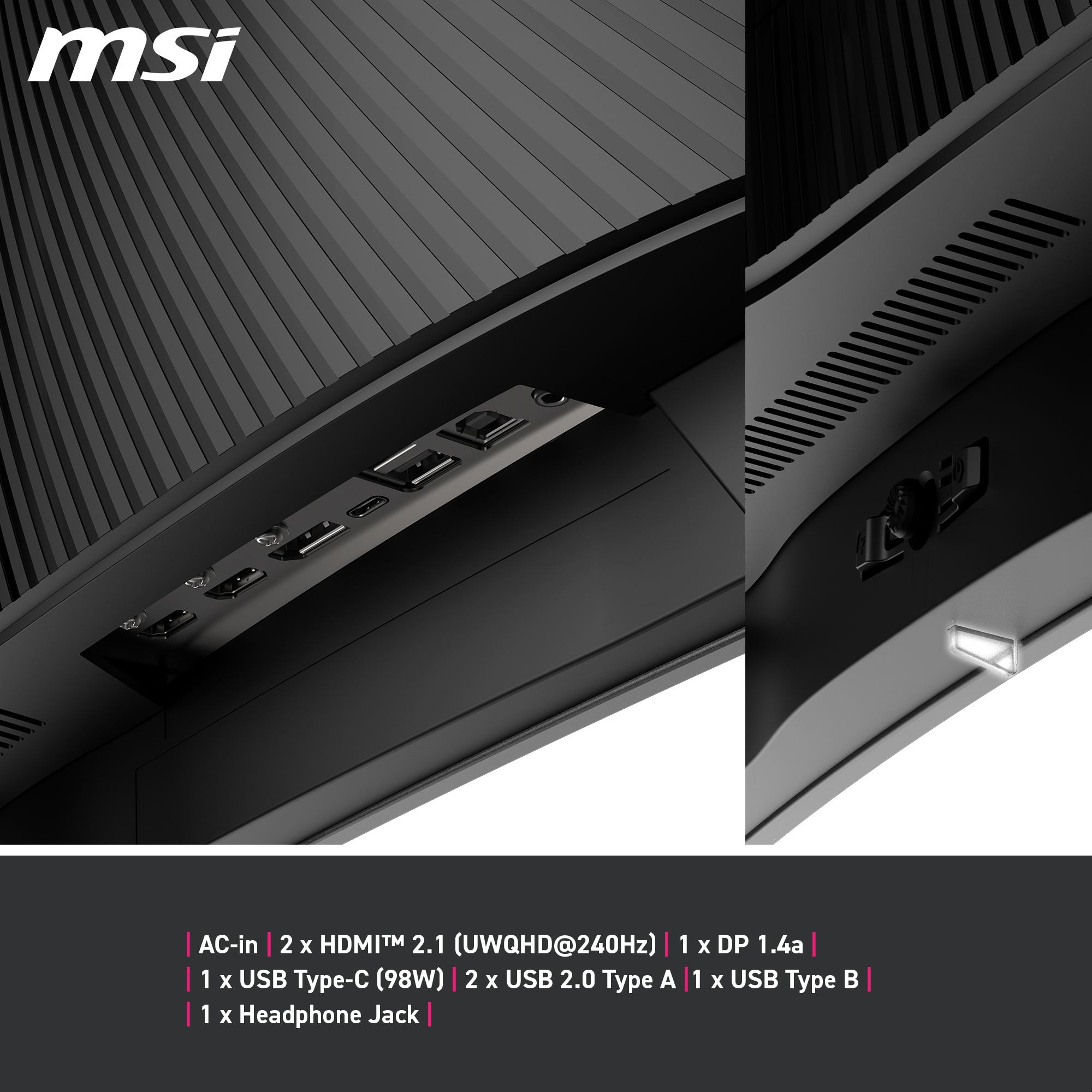 MSI Curved-Gaming-OLED-Monitor »MPG 341CQPX QD-OLED«, 86,8 cm/34 Zoll, 3440 x 1440 px, UWQHD, 0,03 ms Reaktionszeit, 240 Hz, 3 Jahre Herstellergarantie, höhenverstellbar, USB-C