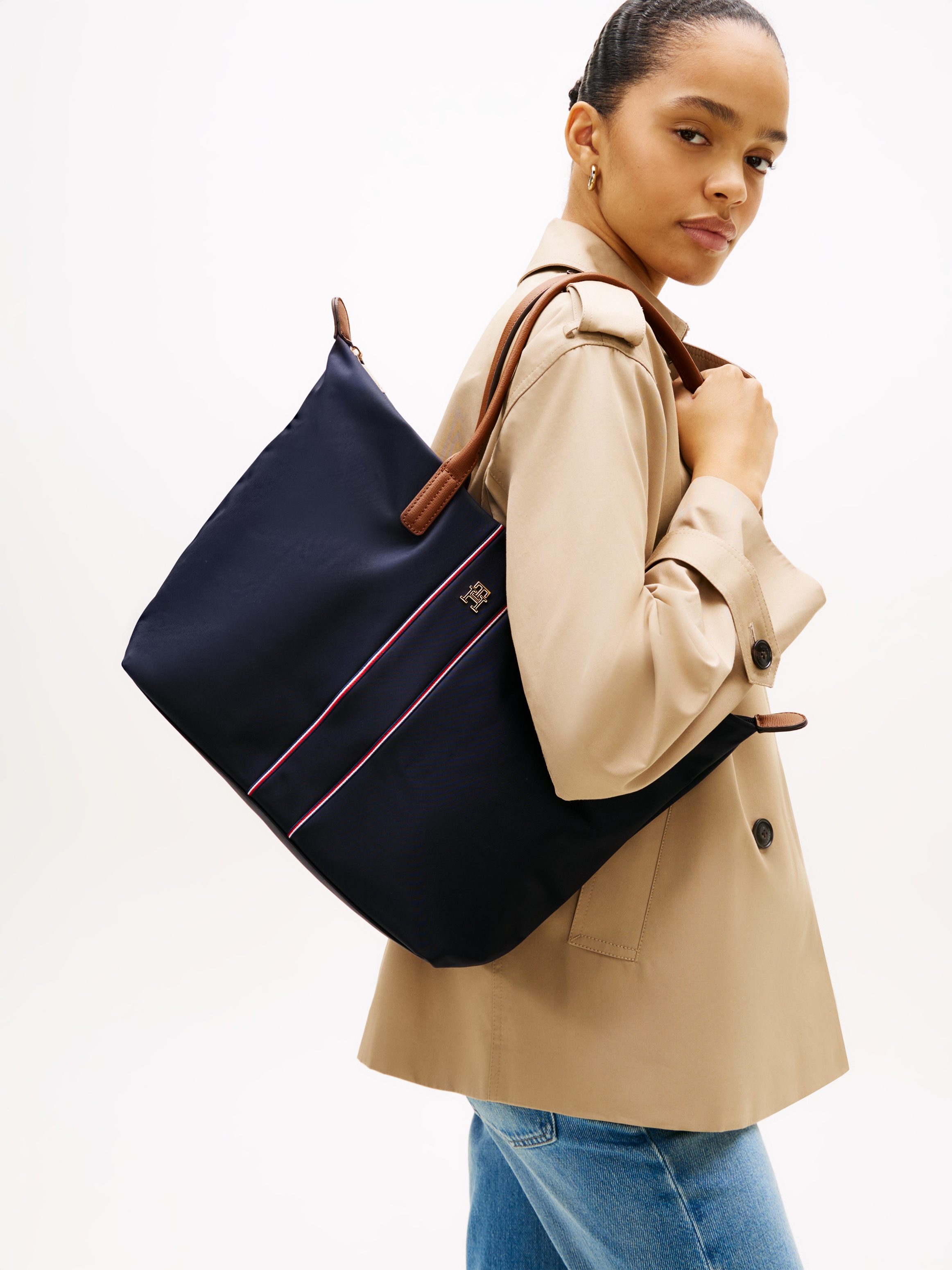 Tommy Hilfiger Tragetasche »POPETTE TOTE CORP« Damen Handtasche, Schultertasche, Shopper mit Kontrastbesätzen