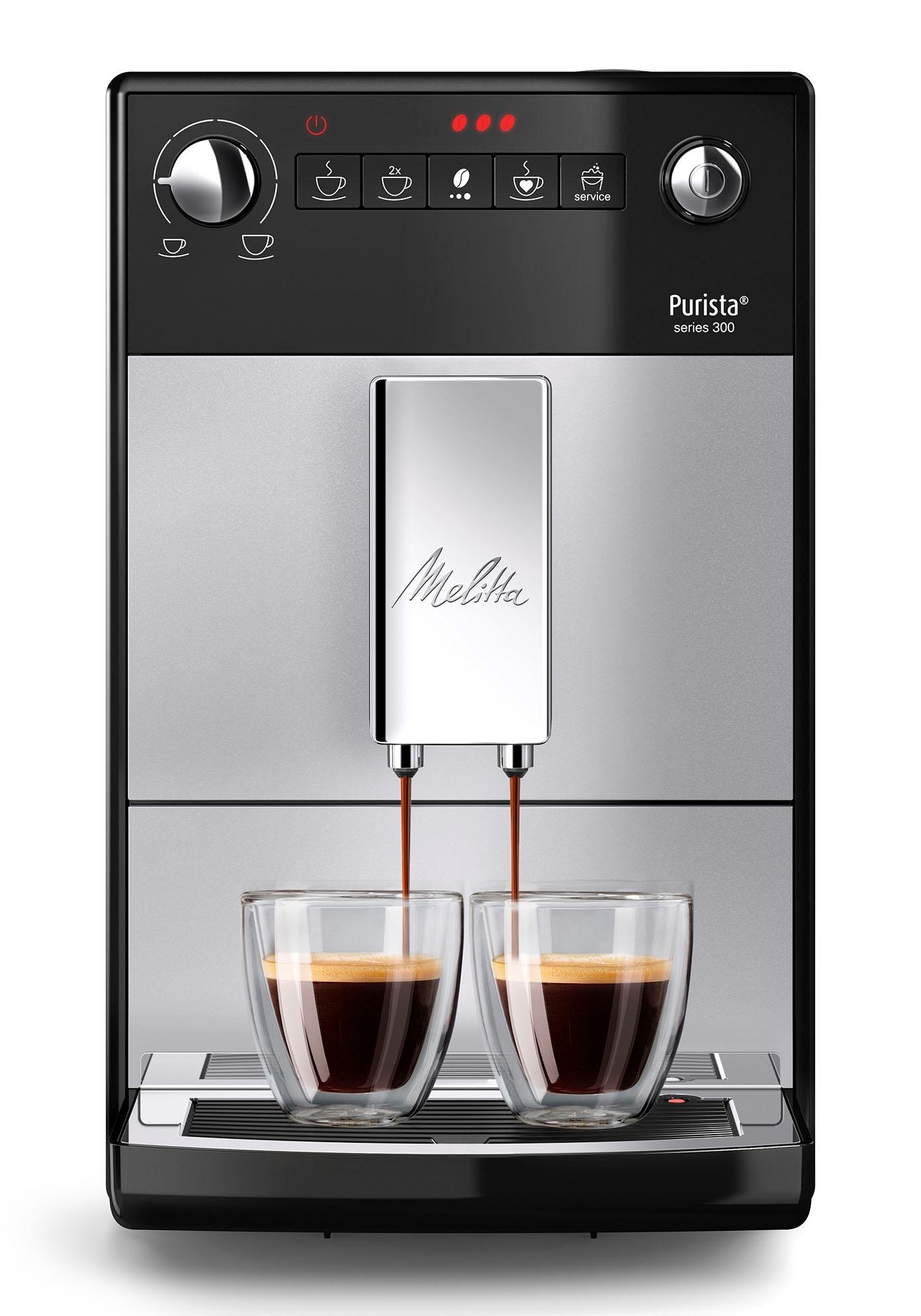 Melitta Kaffeevollautomat »Purista® F230-101, silber/schwarz«, Lieblingskaffee-Funktion, kompakt & extra leise