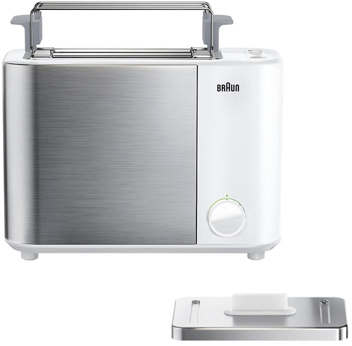 Braun Toaster "HT 5010.WH weiß silber ID Collection", 2 kurze Schlitze, 1000 W