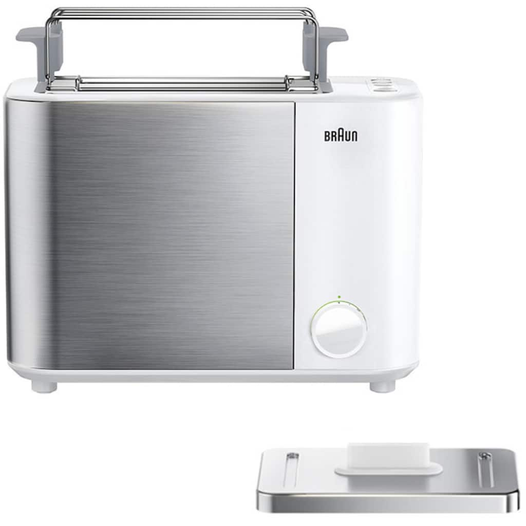 Braun Toaster »HT 5010.WH weiß silber ID Collection«, 2 kurze Schlitze, 1000 W