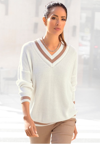 LASCANA V-Ausschnitt-Pullover, mit Streifen-Details kaufen