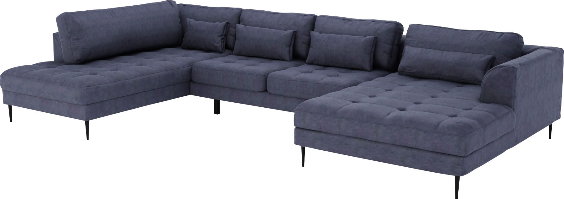 TRENDMANUFAKTUR Wohnlandschaft »Luzi, gemütliches Sofa, extra viel Platz, viele Kissen, OTTOs Choice«, Designsofa mit tollem Sitzkomfort, Metallfüße schwarz, Breite 361 cm