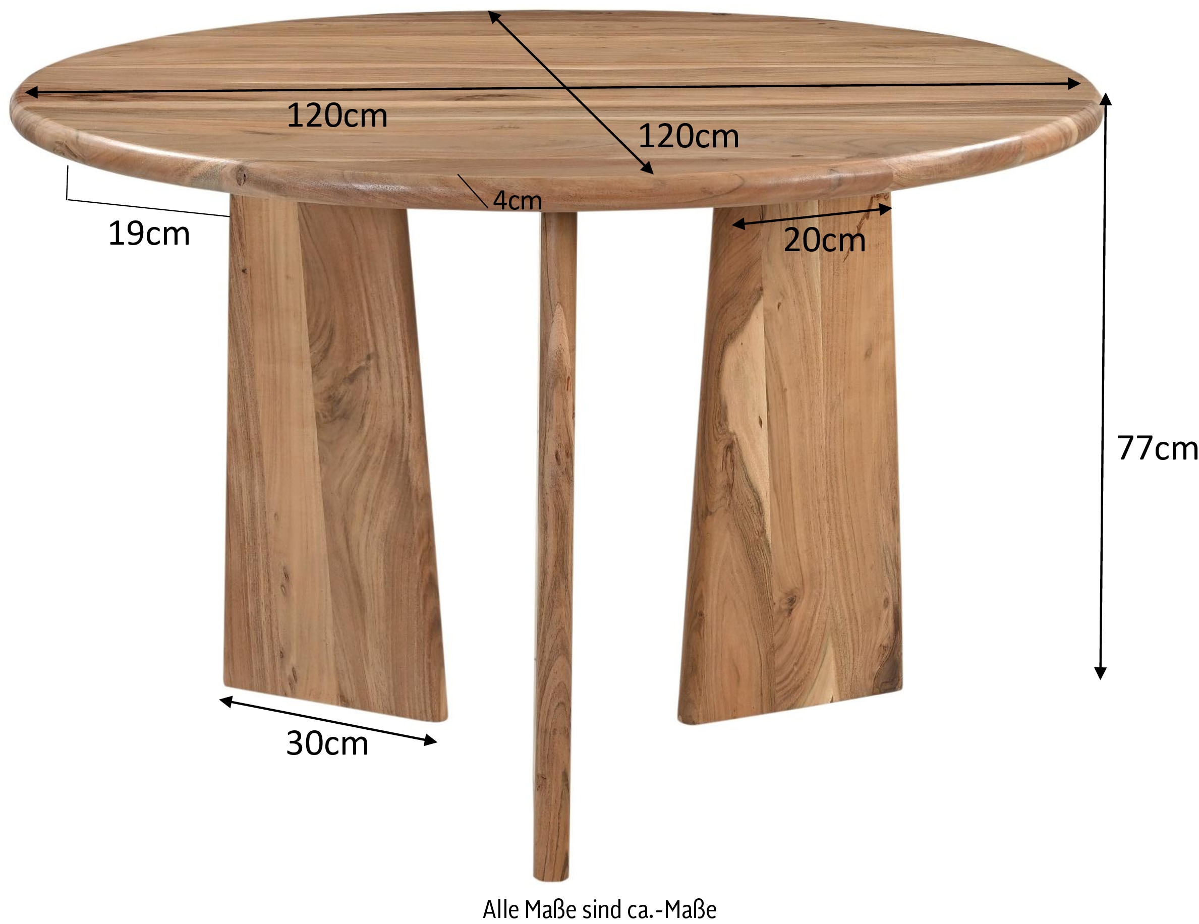 SIT Esstisch »ACACIA WAVE«, (1 St.), mit abgerundeten Kanten