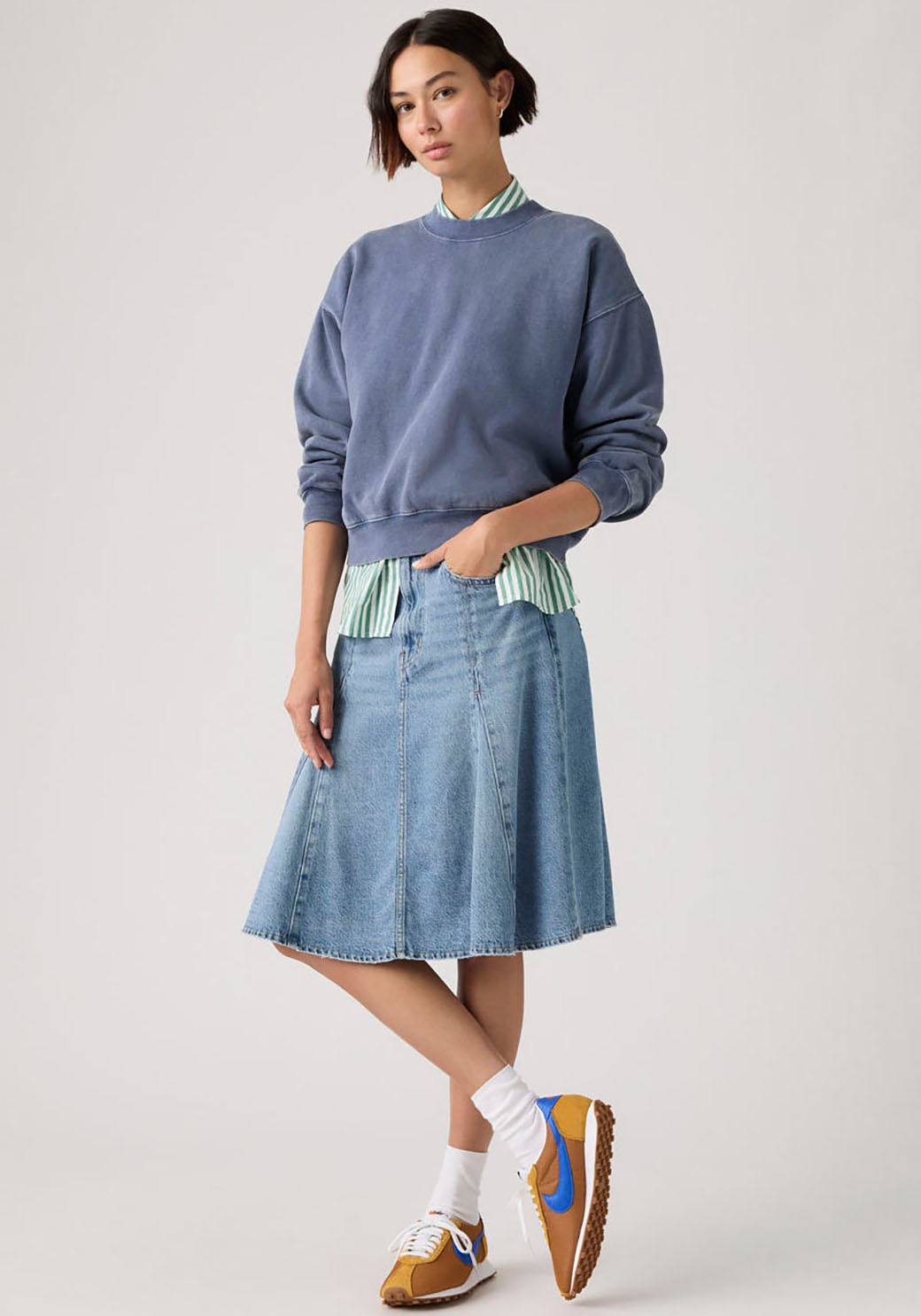 Levi's Godet Knee Length Skirt Blue 32 3