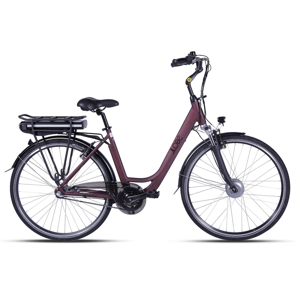 LLobe E-Bike »Metropolitan JOY rot 10 Ah«, 3 Gang, Frontmotor 250 W