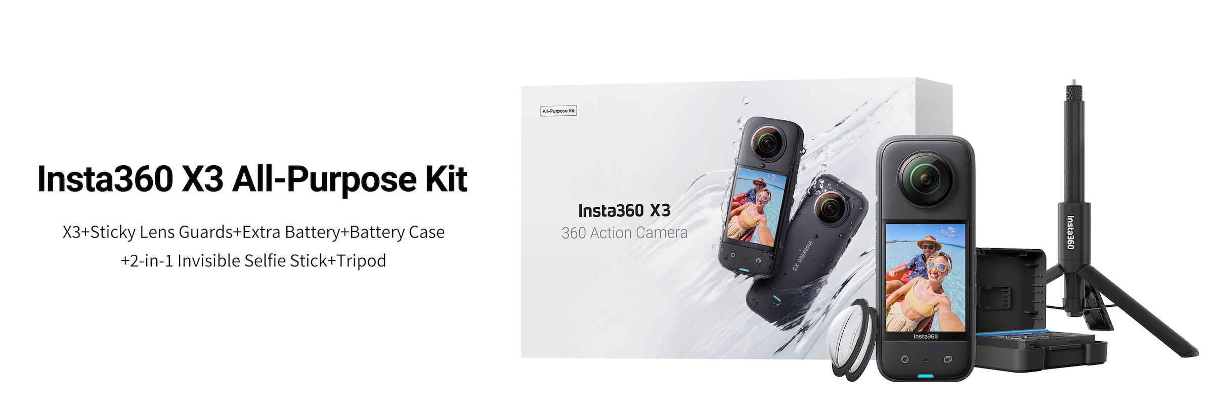 Insta360 Camcorder All-Purpose (Wi-Fi) »X3 Kit«, | Bluetooth-WLAN BAUR 5,7K