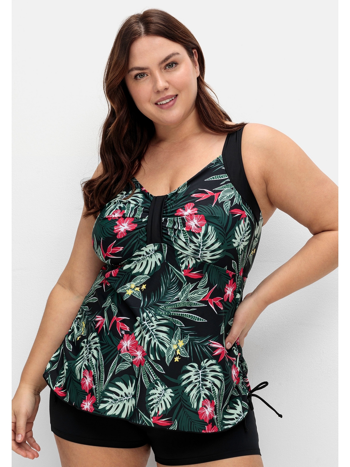 Sheego Tankini-Top »Große Größen«, mit Tropenprint und seitlicher Raffung