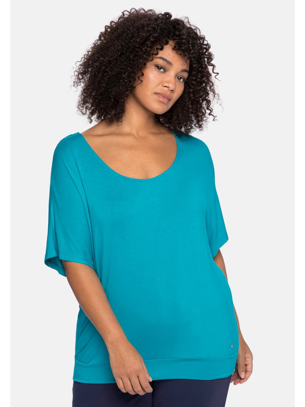 Sheego T-Shirt »Große Größen«, mit Häkeleinsatz und elastischem Bund für  bestellen | BAUR