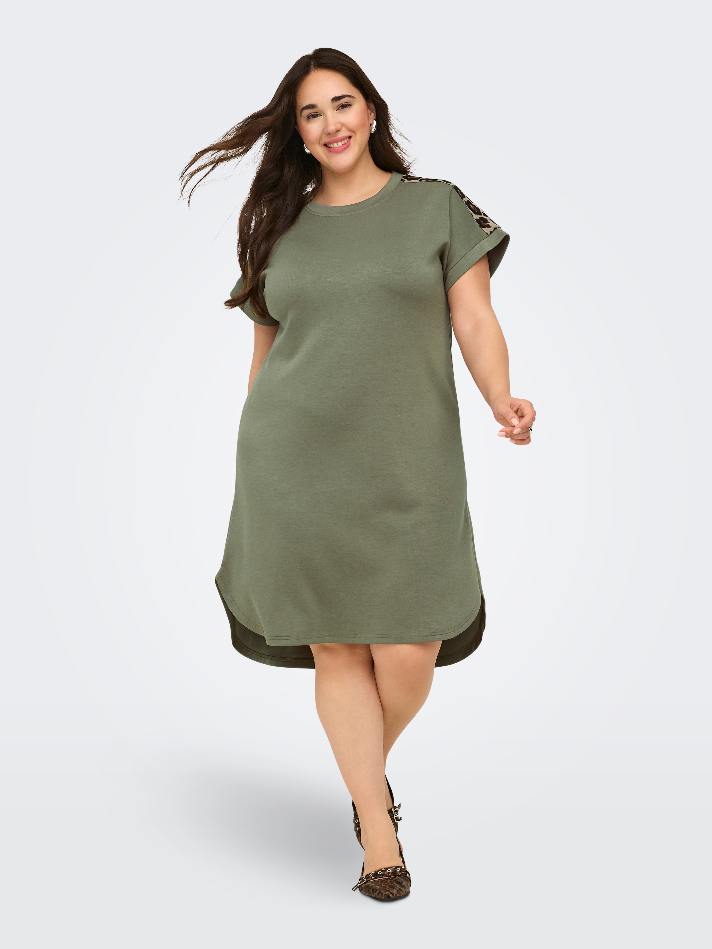 ONLY CARMAKOMA Midikleid »CARLISE S/S O-NECK DRESS JRS«