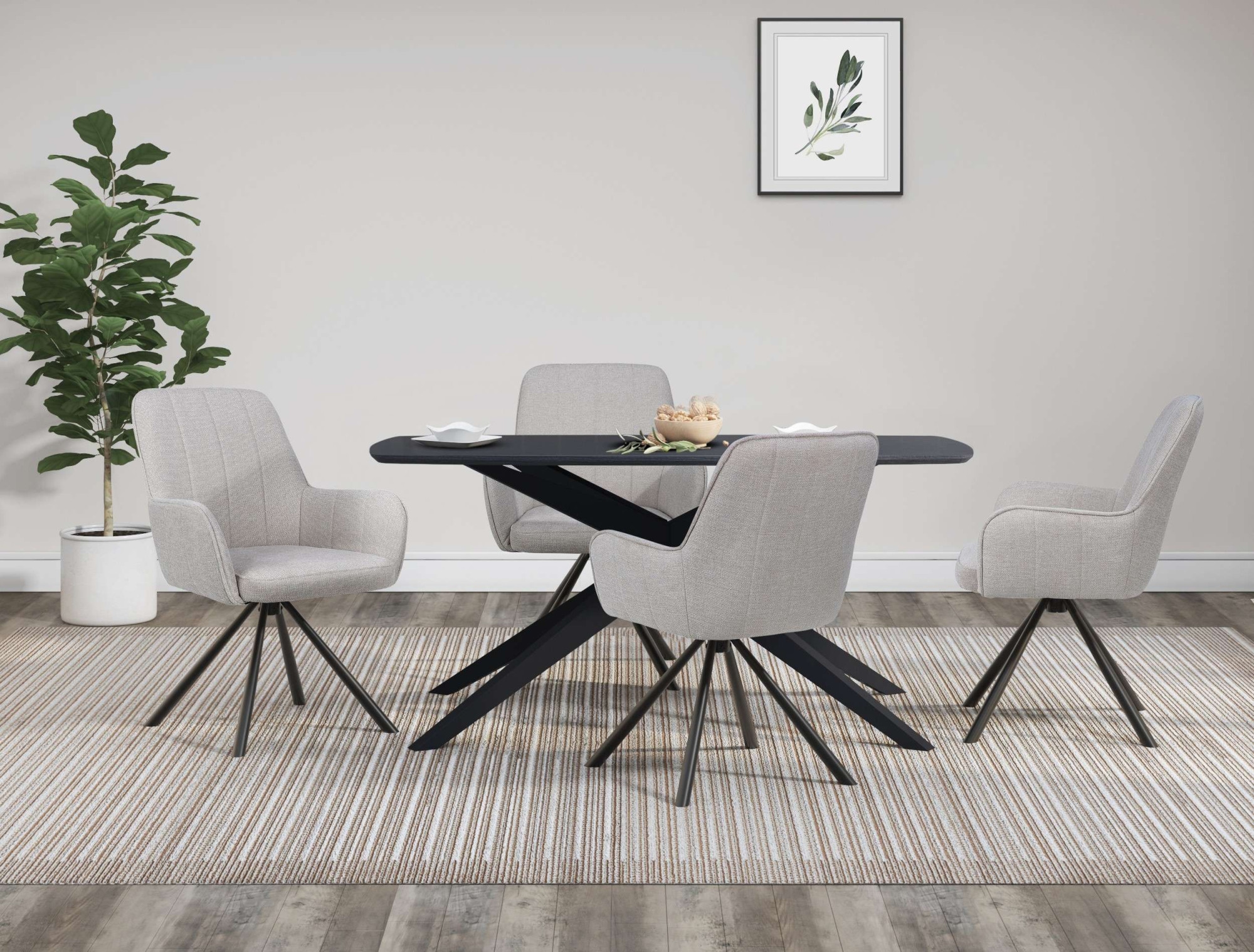 OTTO home Esstisch »Dakona« Tischplatte mit Holzstruktur, schwarze Metallbeine, Höhe 76 cm