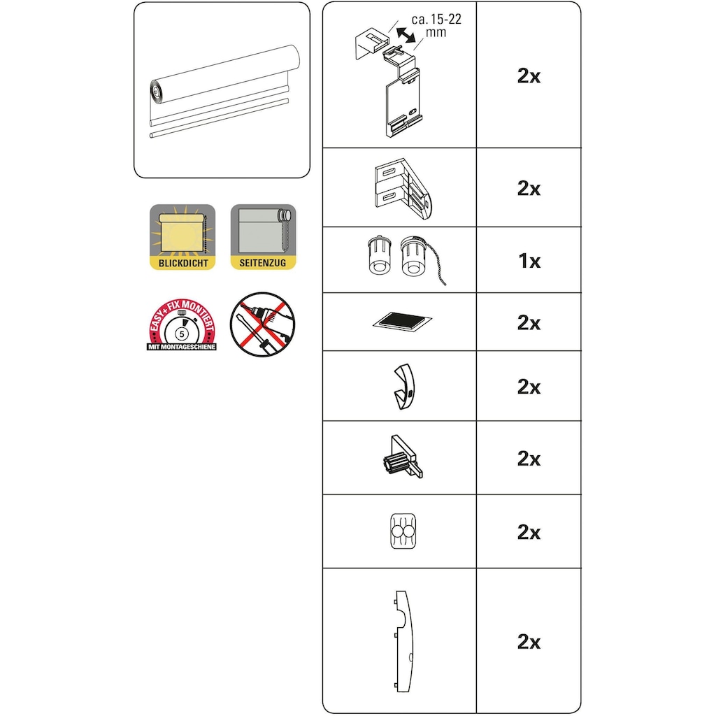 GARDINIA Seitenzugrollo »EASYFIX Rollo Uni«, Lichtschutz, ohne Bohren, freihängend