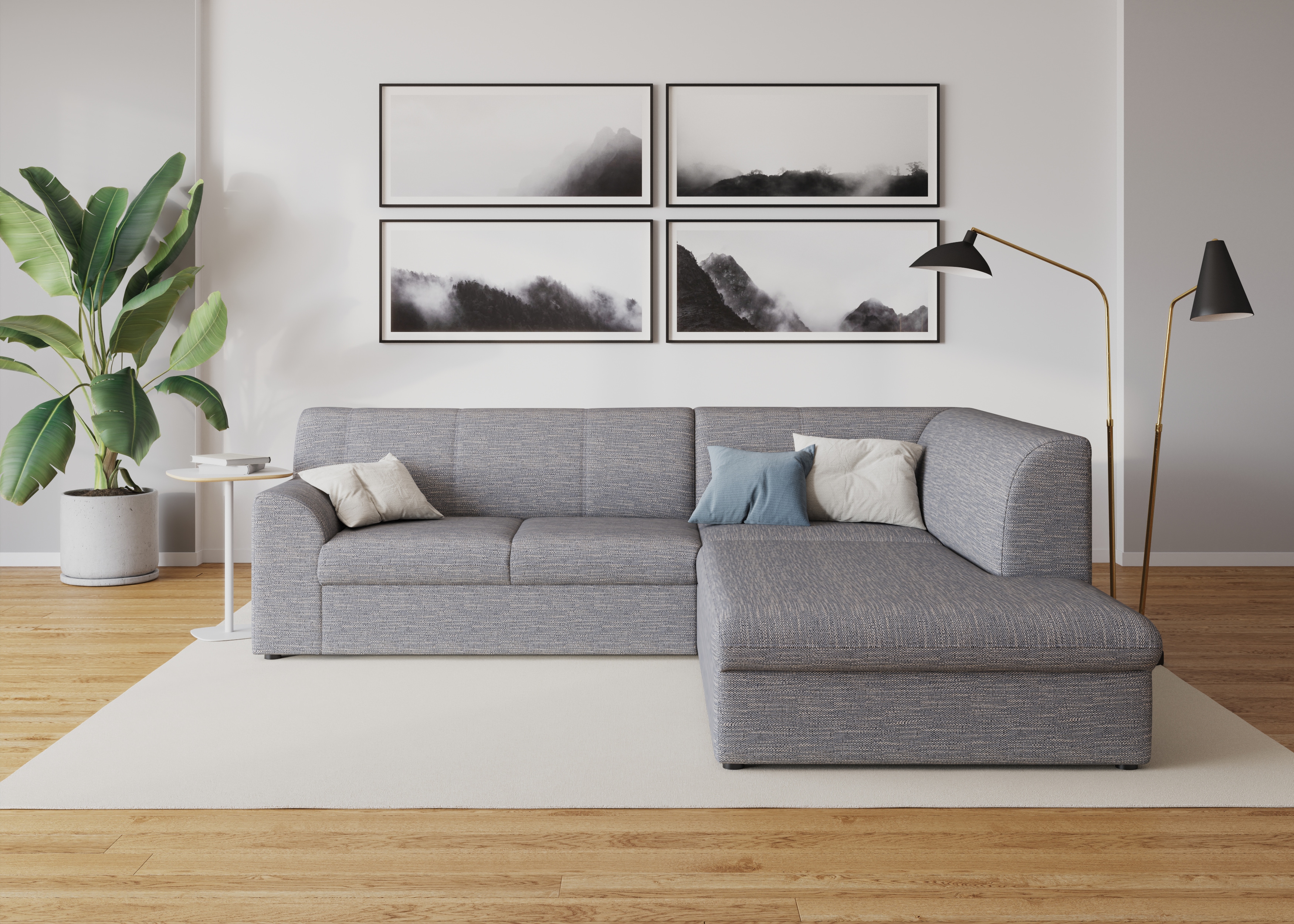 DOMO collection "Topper zeitlos elegant, kompakte StellmaßeL-Form" mit Ottomane, wahlweise mit Schlaffunktion