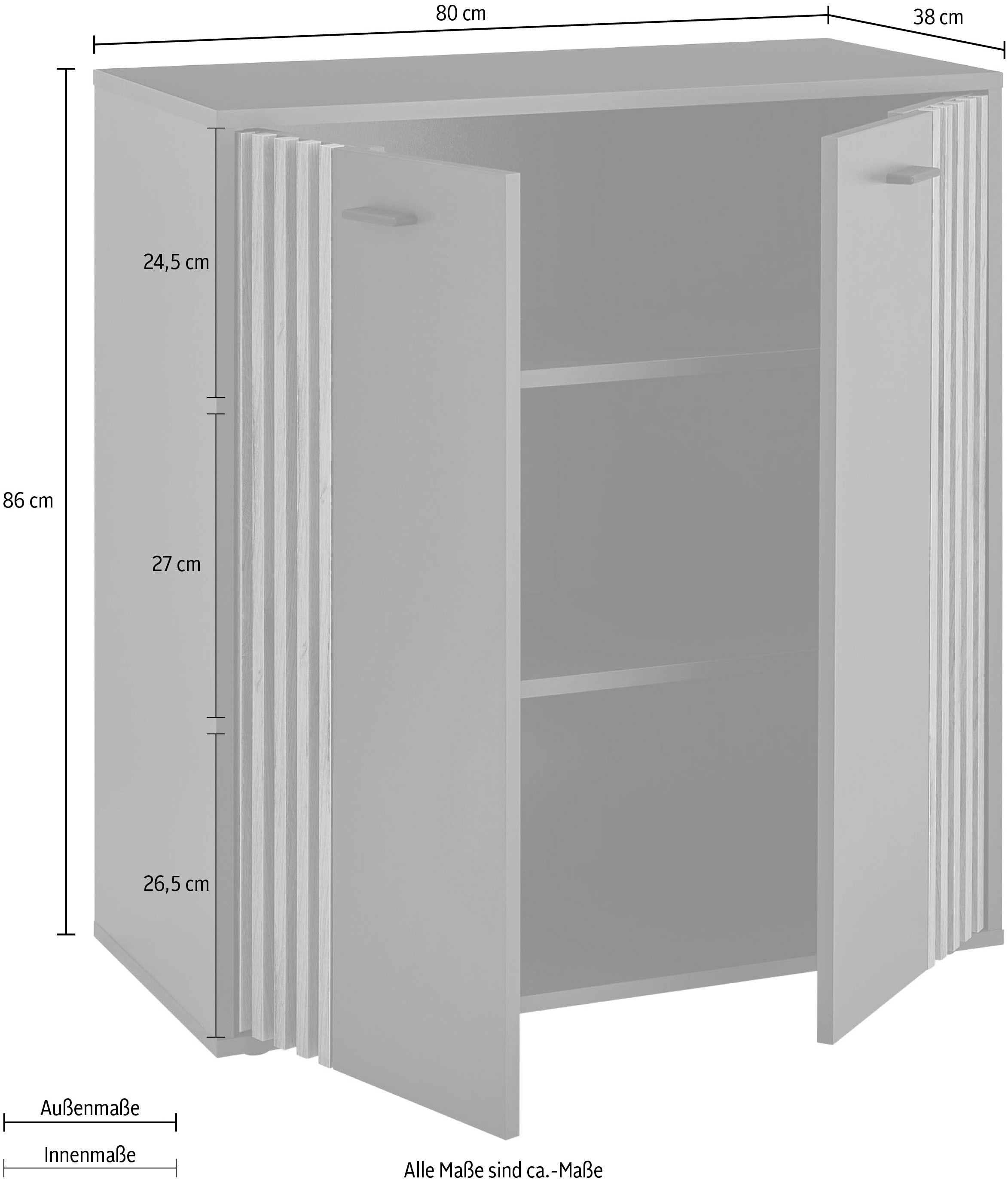 HBZ Sideboard »Dublin Kommode, BxHxT 80x86x38cm«, (1 St.), Breite 80cm, Softclose, Metallgriffe