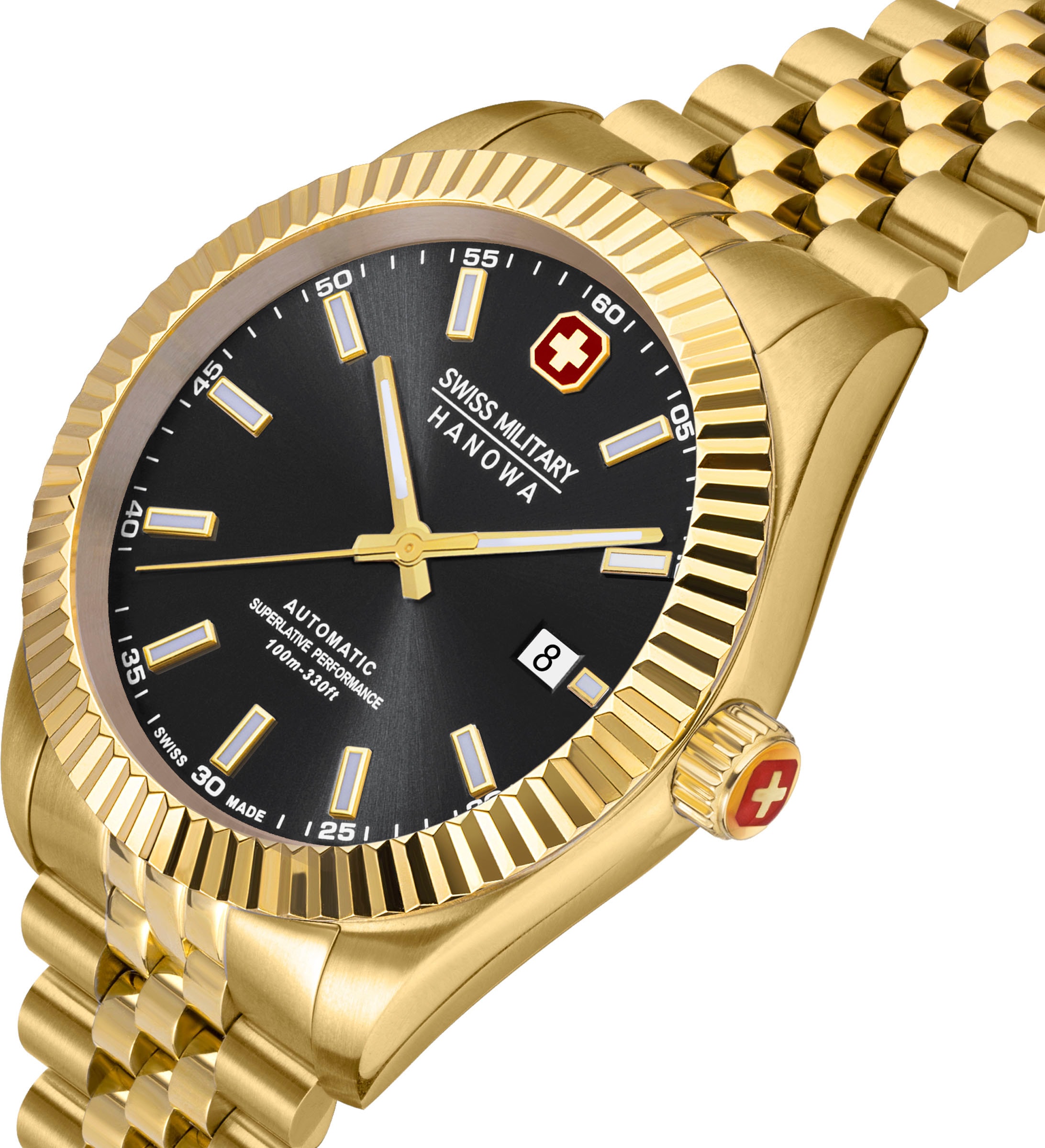 Swiss Military Hanowa Schweizer Uhr »AUTOMATIC
DILIGENTER, SMWGL0002110«, Quarzuhr, Armbanduhr, Herrenuhr, Swiss Made, Datum, Saphirglas, analog