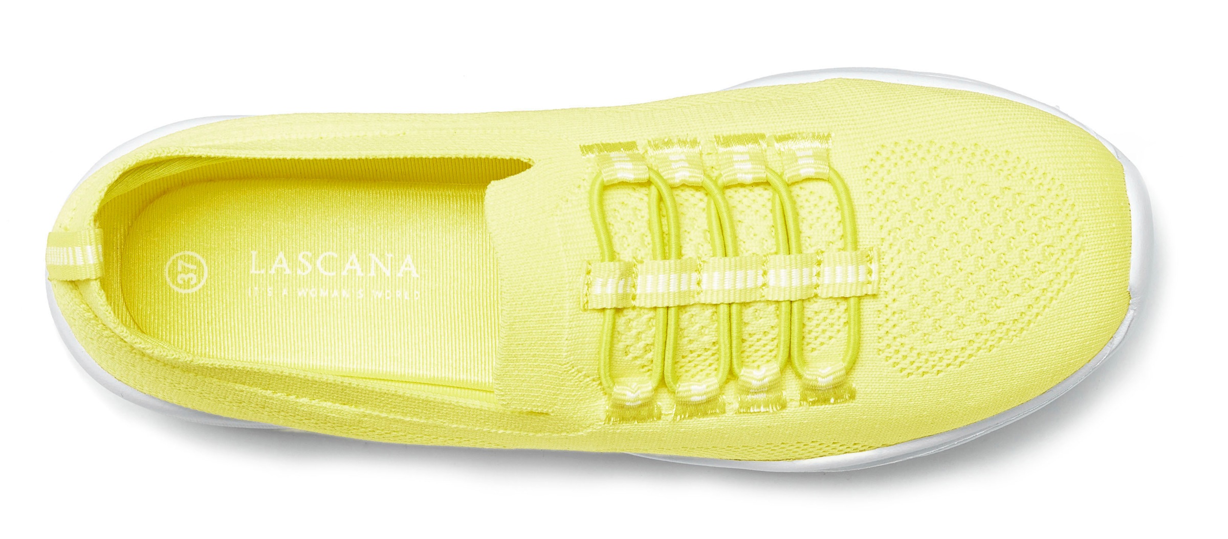 Sneaker LASCANA "Slipper, Halbschuh, Slip-On-Sneaker", Damen, Gr. 37, gelb (hellgelb), Obermaterial: 100% Textilmaterial. Decksohle: 100% Textilmaterial. Futter: 100% Textilmaterial. Laufsohle: 100% Synthetik, unifarben, Basic, Schuhe Sneaker, aus leichte 2