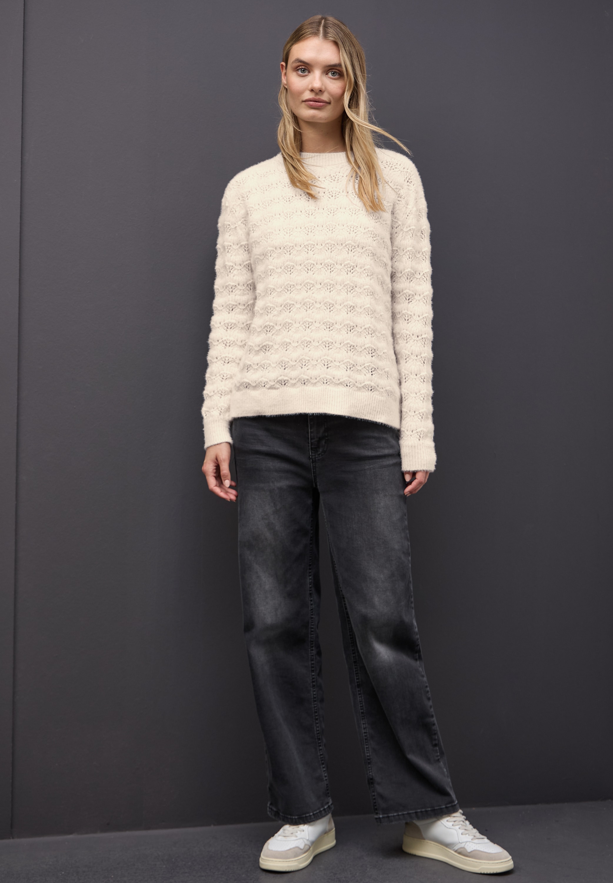 STREET ONE Rundhalspullover Kuschelige Federgarn-Qualität