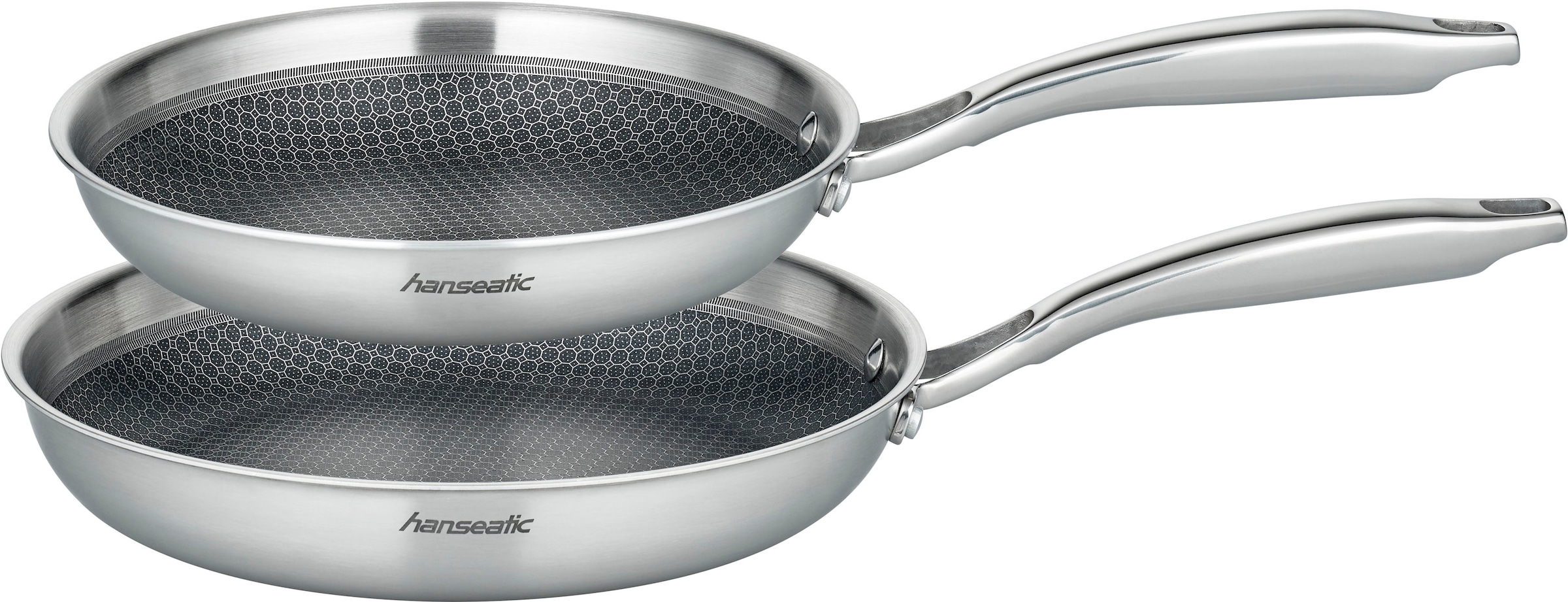 HANSEATIC Pfannen-Set "hanseatic", Ø 28cm, silber, Pfannen, Dreischicht-Material, Edelstahl-Wabenstruktur, Induktion