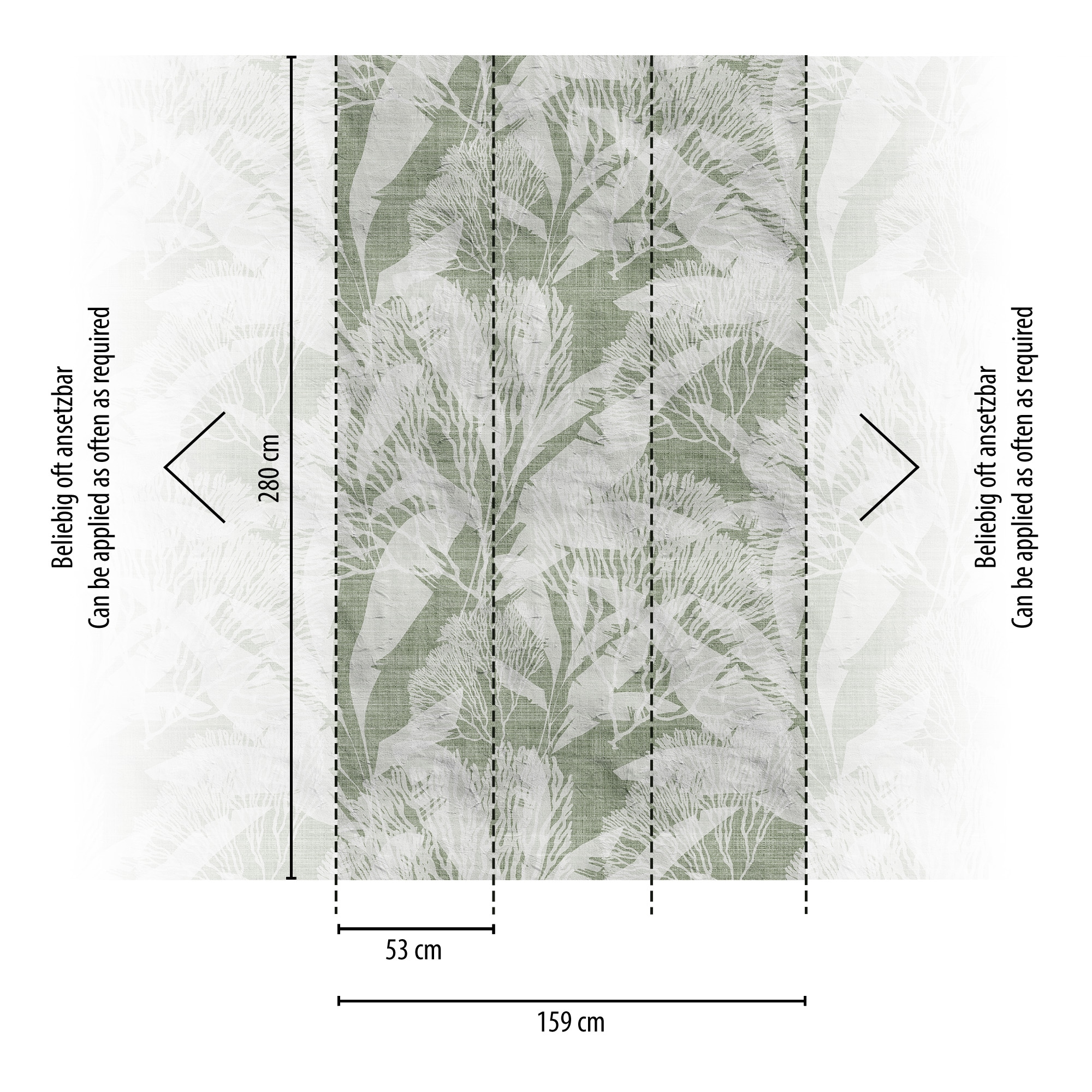 living walls Fototapete »THE WALL III Blätter-Tapete Motivtapete Pflanzen Blattmotiv« matt glatt Vliestapete Textilstruktur für Schlafzimmer Küche Wohnzimmer Blätter