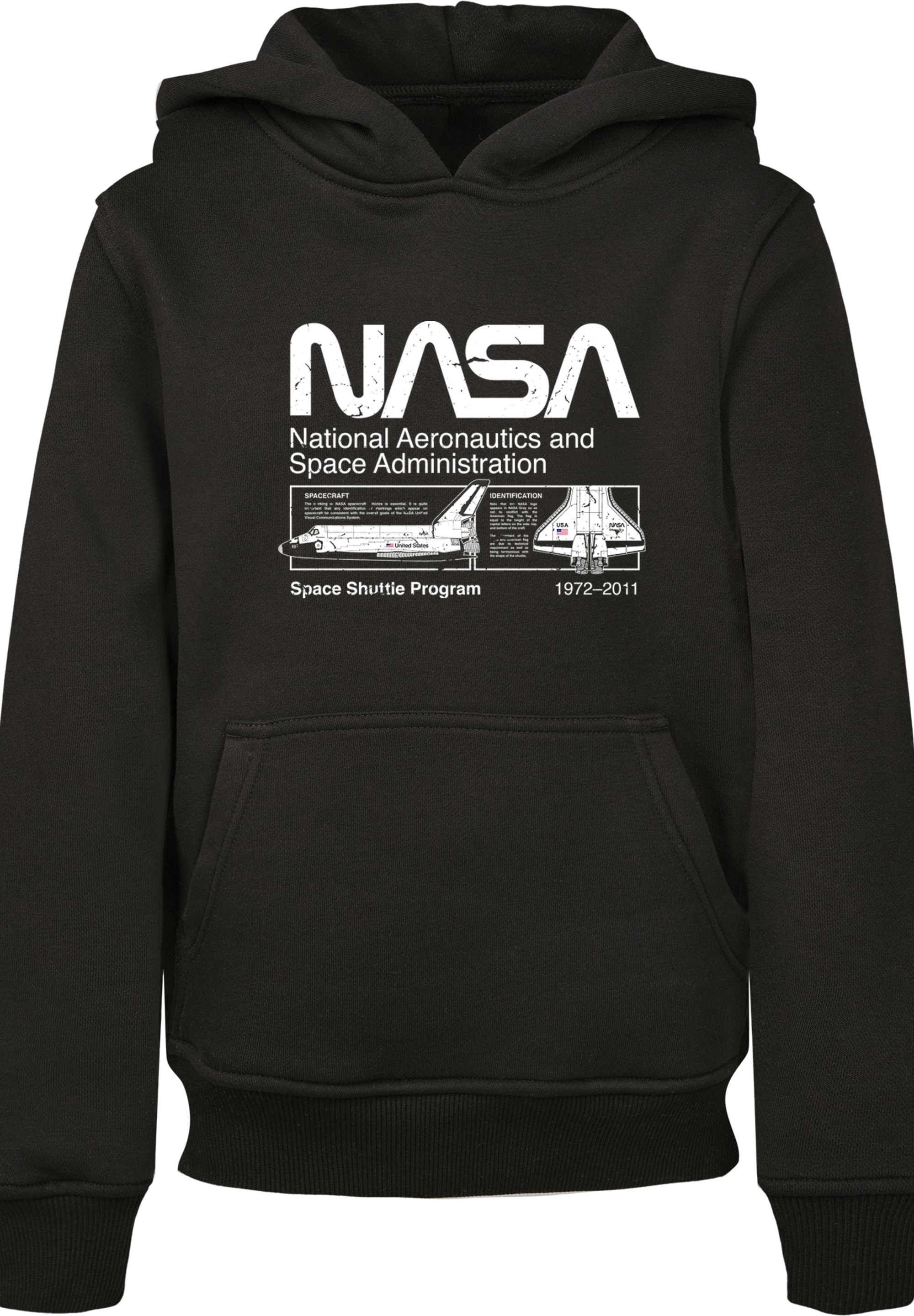Unisex Merch,Jungen,Mädchen,Bedruckt Kinder,Premium bestellen Classic »NASA Shuttle BAUR Black«, | Space Sweatshirt F4NT4STIC