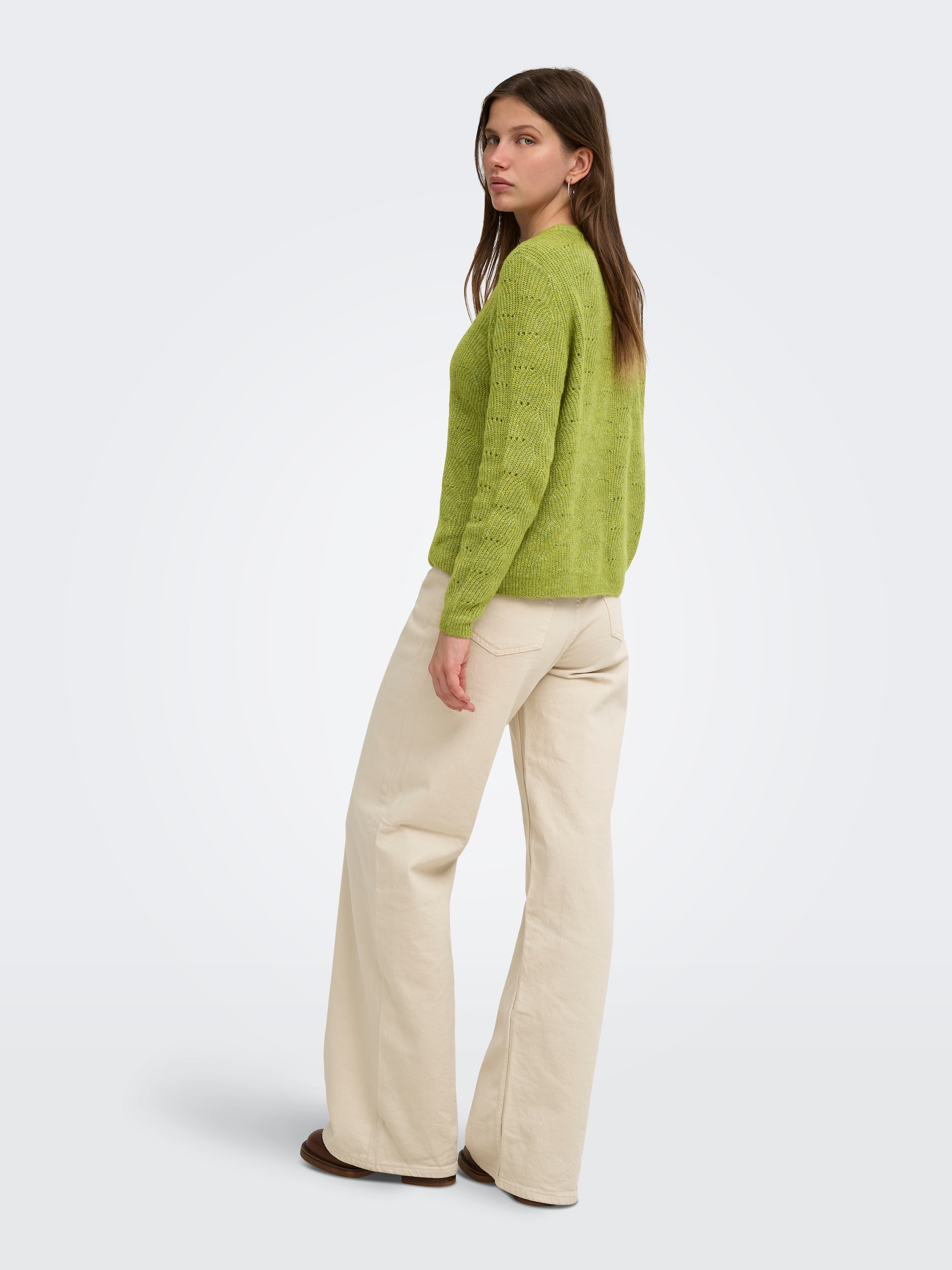 ONLY Rundhalspullover »ONLLOLLI L/S PULLOVER KNT NOOS« Materialmix