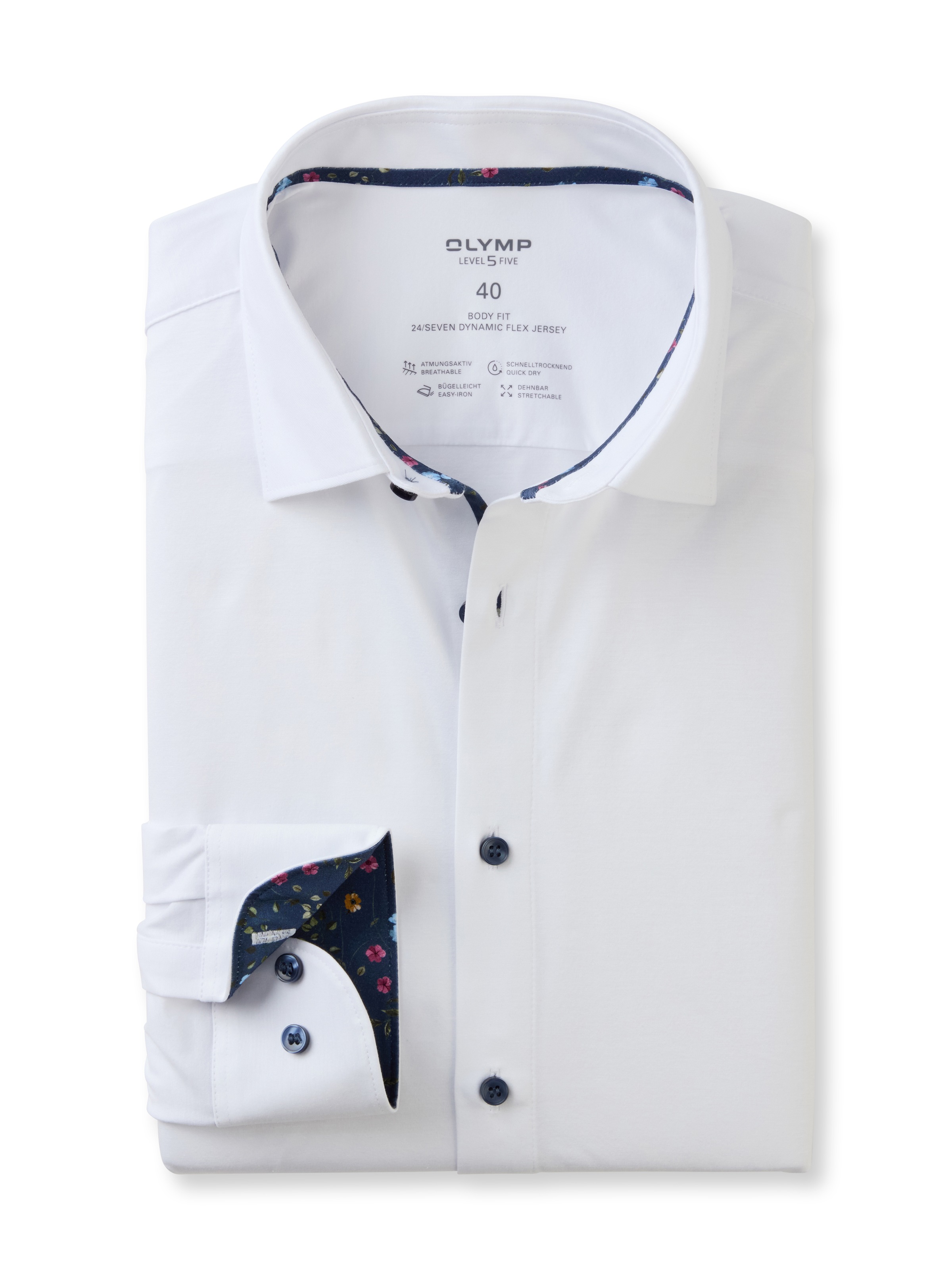 OLYMP Langarmhemd "24/7 - Level 5 - Jersey", modisches Blumenmuster in der günstig online kaufen