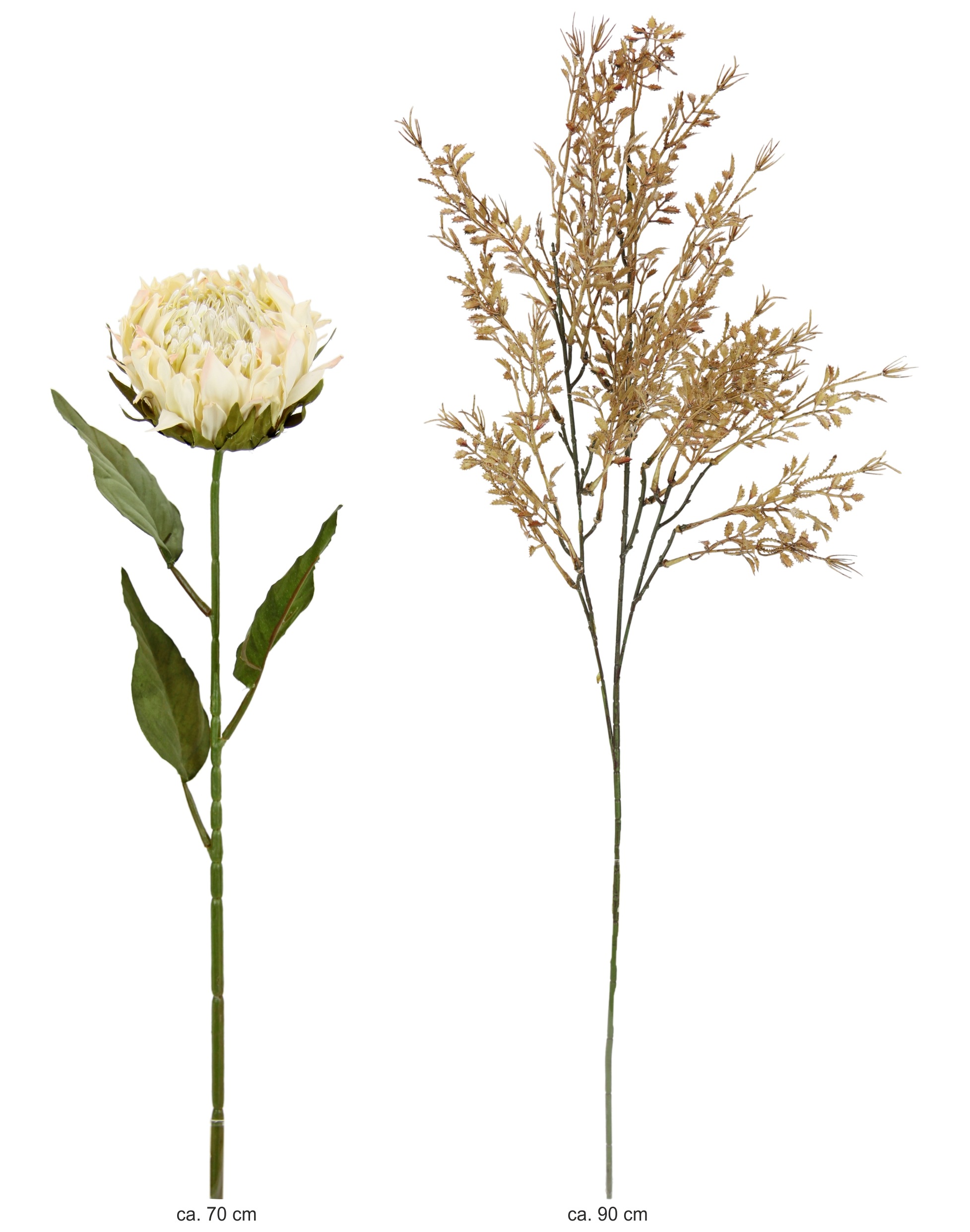I.GE.A. Kunstblumenstrauß »Kunstblumen Set Artischocke«, 2er Set Artischockenzweig mit Dekozweig 70cm Kunstpflanze Seidenblume