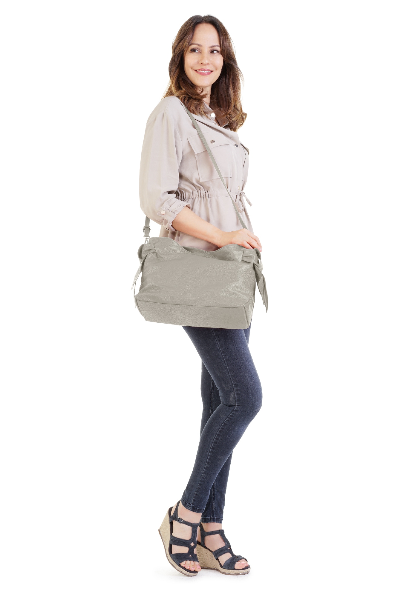 Samantha Look Henkeltasche, echt Leder, Made in Italy