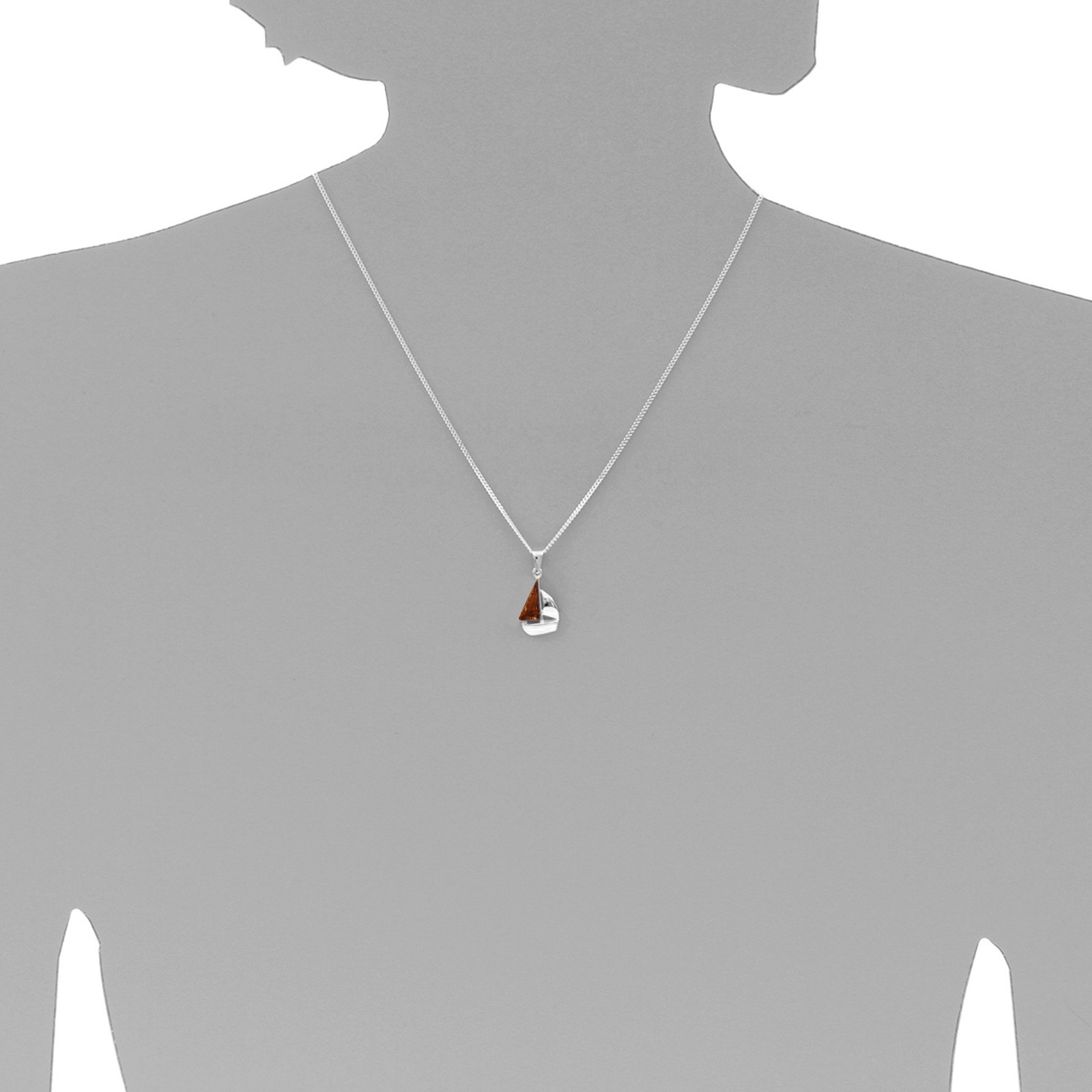 Kette mit Anhänger OSTSEE-SCHMUCK "Ostsee-Schmuck Kette mit Anhänger Schiffchen" Gr. 40, silber, Halsketten, Damen, 40cm, Silber 925 (Sterlingsilber), L: 40 5