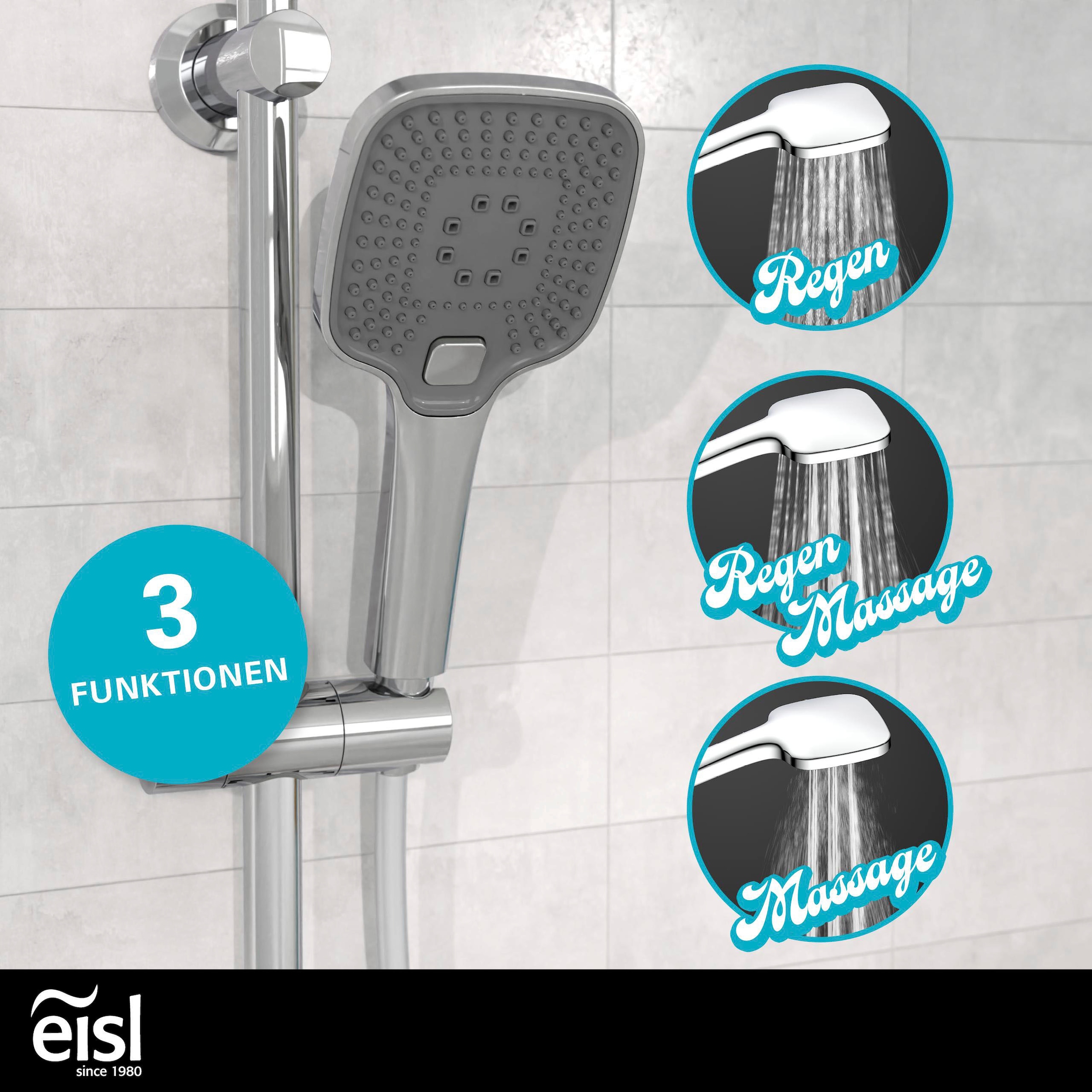 Eisl Brausegarnitur »EASY DELUXE«, Regendusche, Antikalk, höhenverstellbar, inkl. Duschabzieher