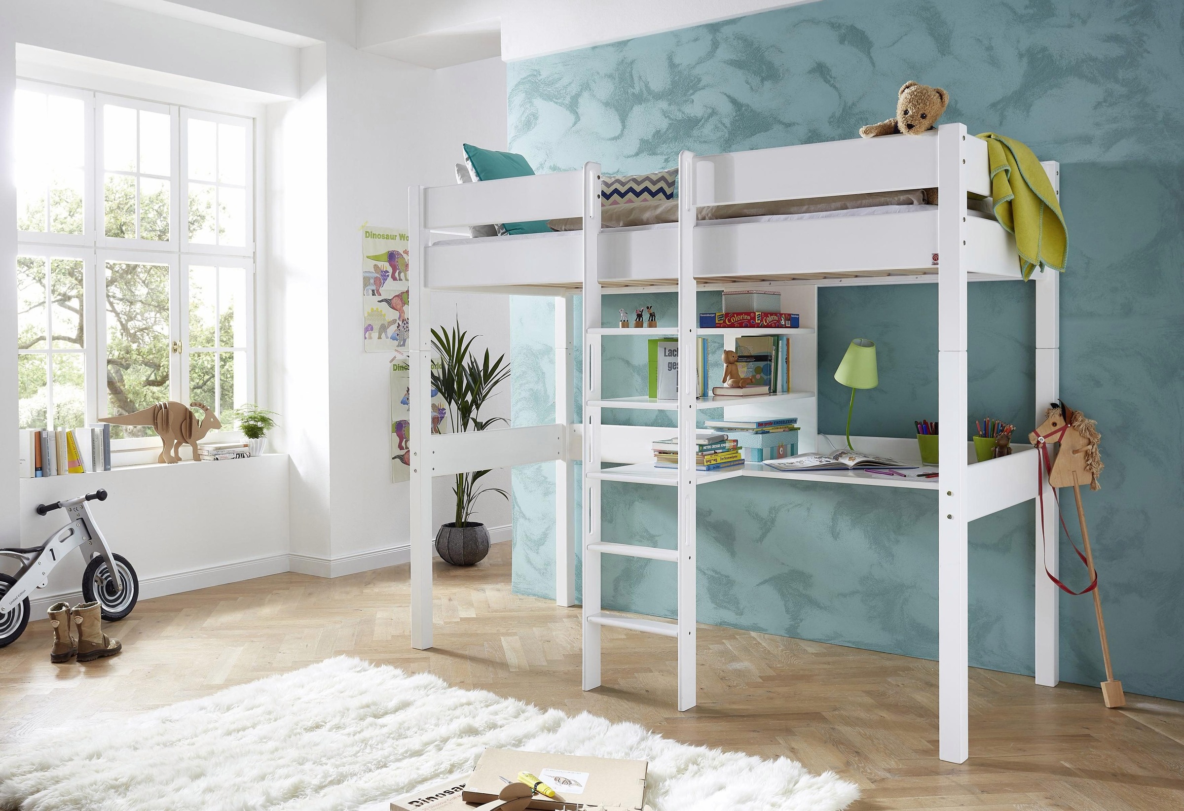 Relita Relita Hochbett »Relita«, Inkl. Rolllattenrost, Schreibtisch, Regal ...