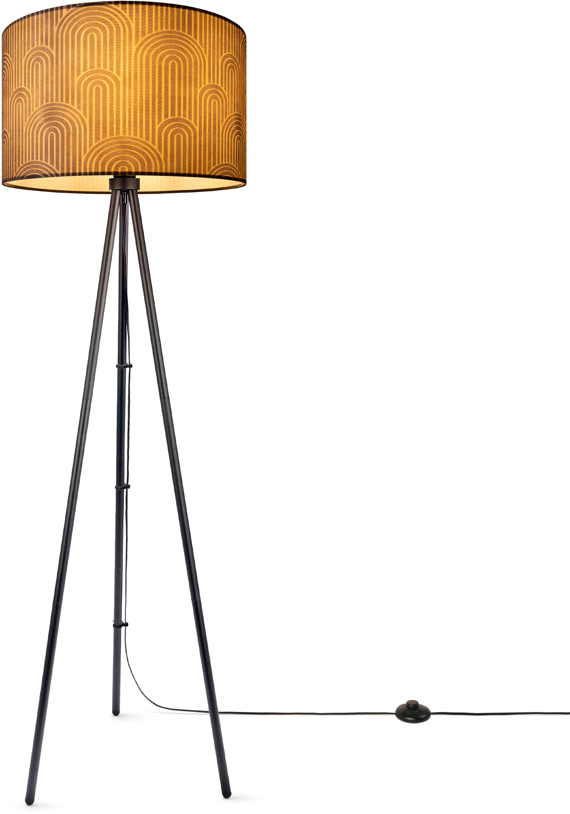 Paco Home Stehlampe »Trina Pillar«, Stehlampe Wohnzimmer Dreibein Leselampe  Büro Mit Stoffschirm Vintage | BAUR