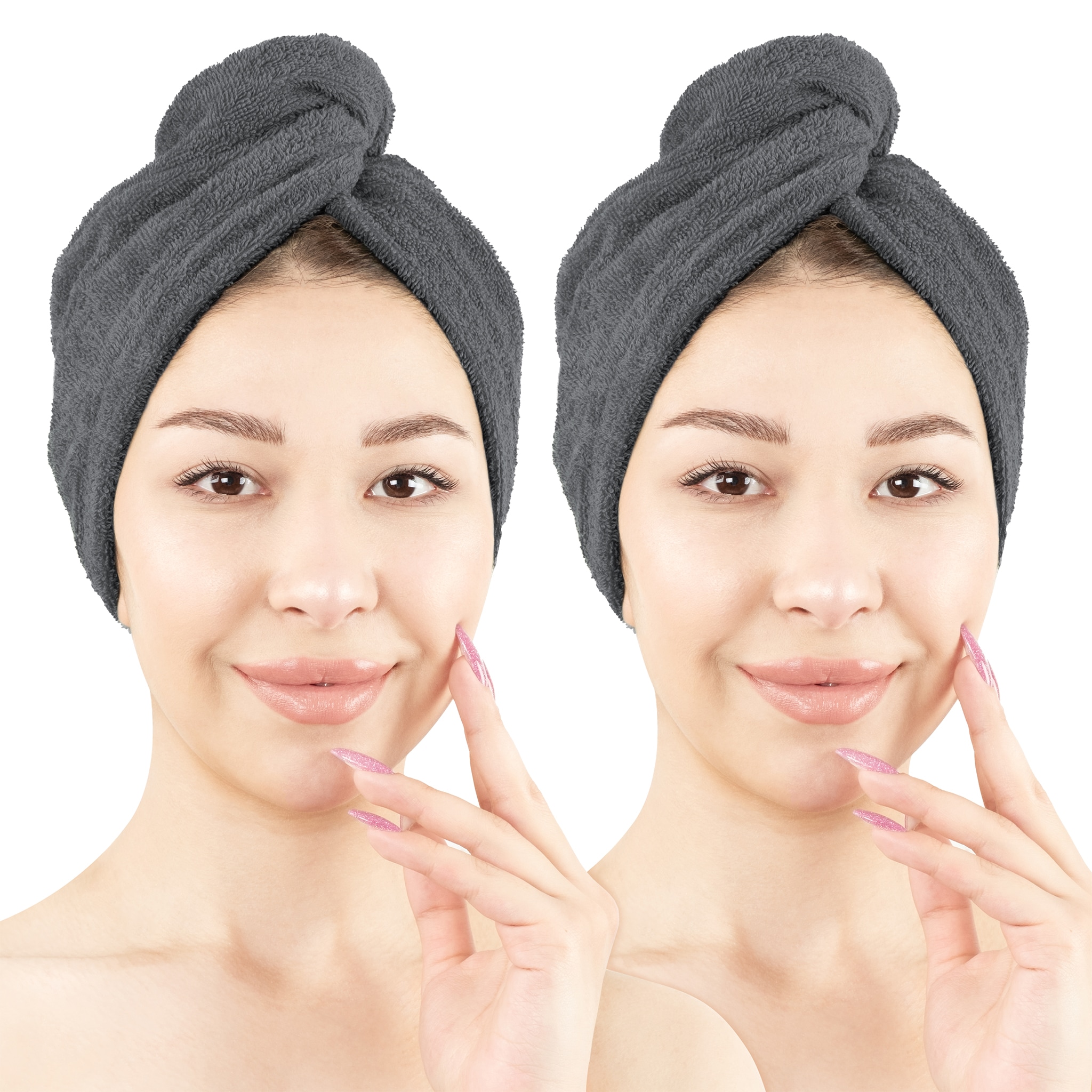HAMMETEX Turban-Handtuch "2er Set Haarturban Damen, 100% Baumwolle, Flauschig & Schnelltrocknend" Uni-Farben, weich