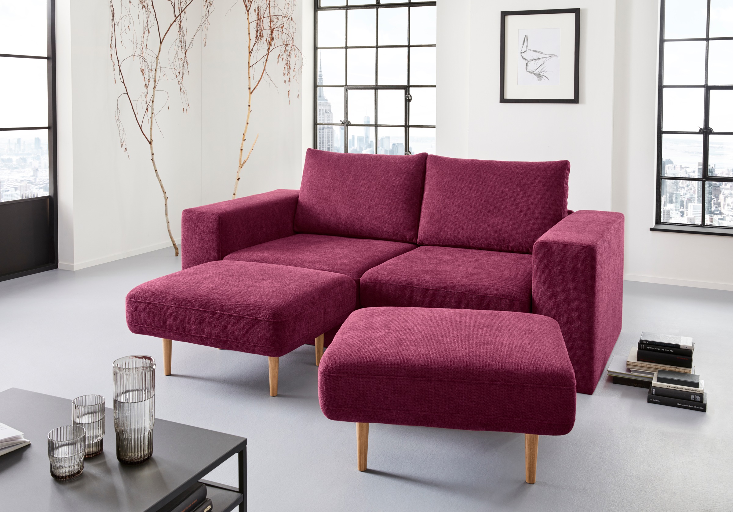 LOOKS by Wolfgang Joop 3-Sitzer »Looksv«, Verwandlungssofa: aus Sofa wird Sofa mit 2 Hockern