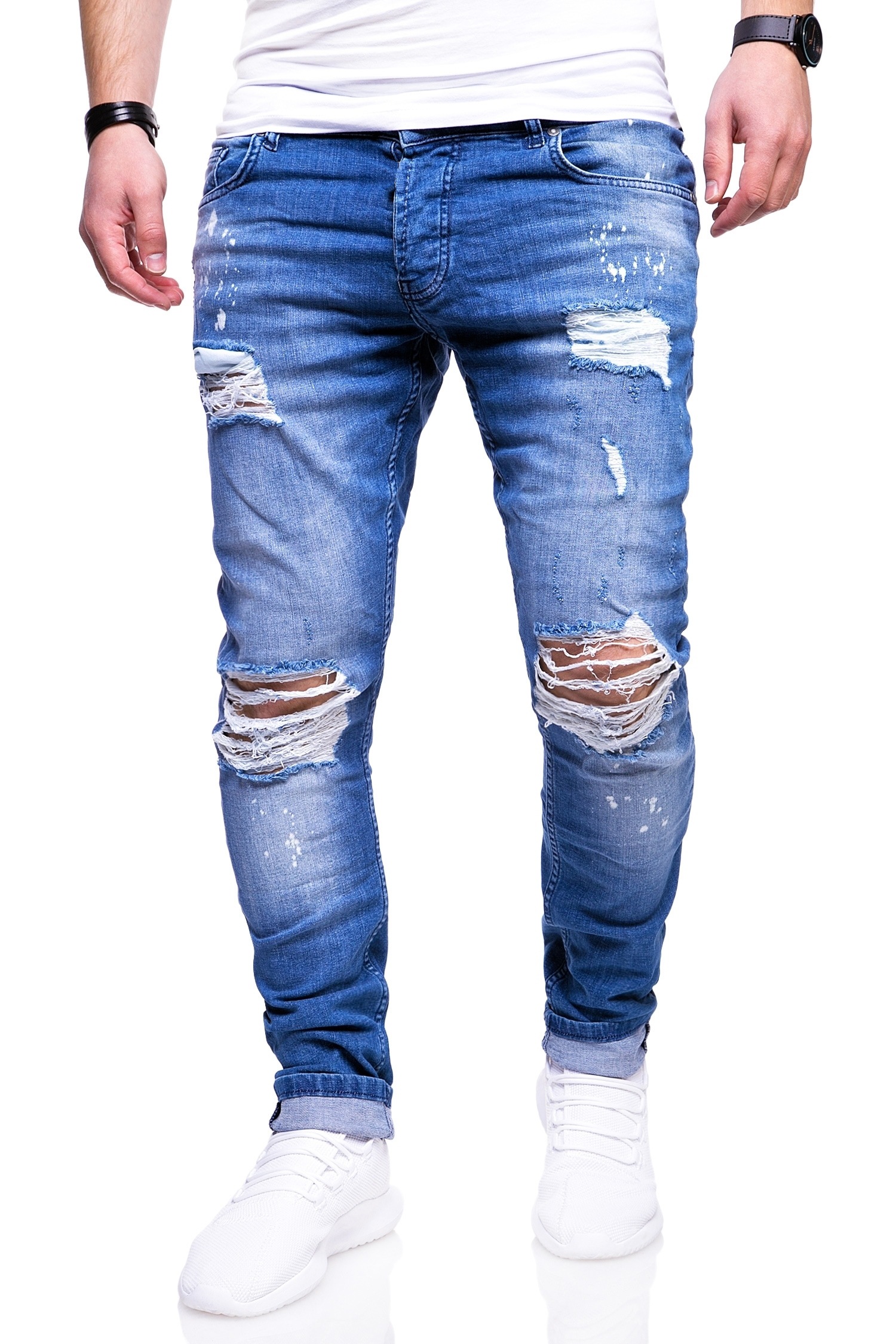 behype Slim-fit-Jeans "SLY", mit Destroyed-Elementen