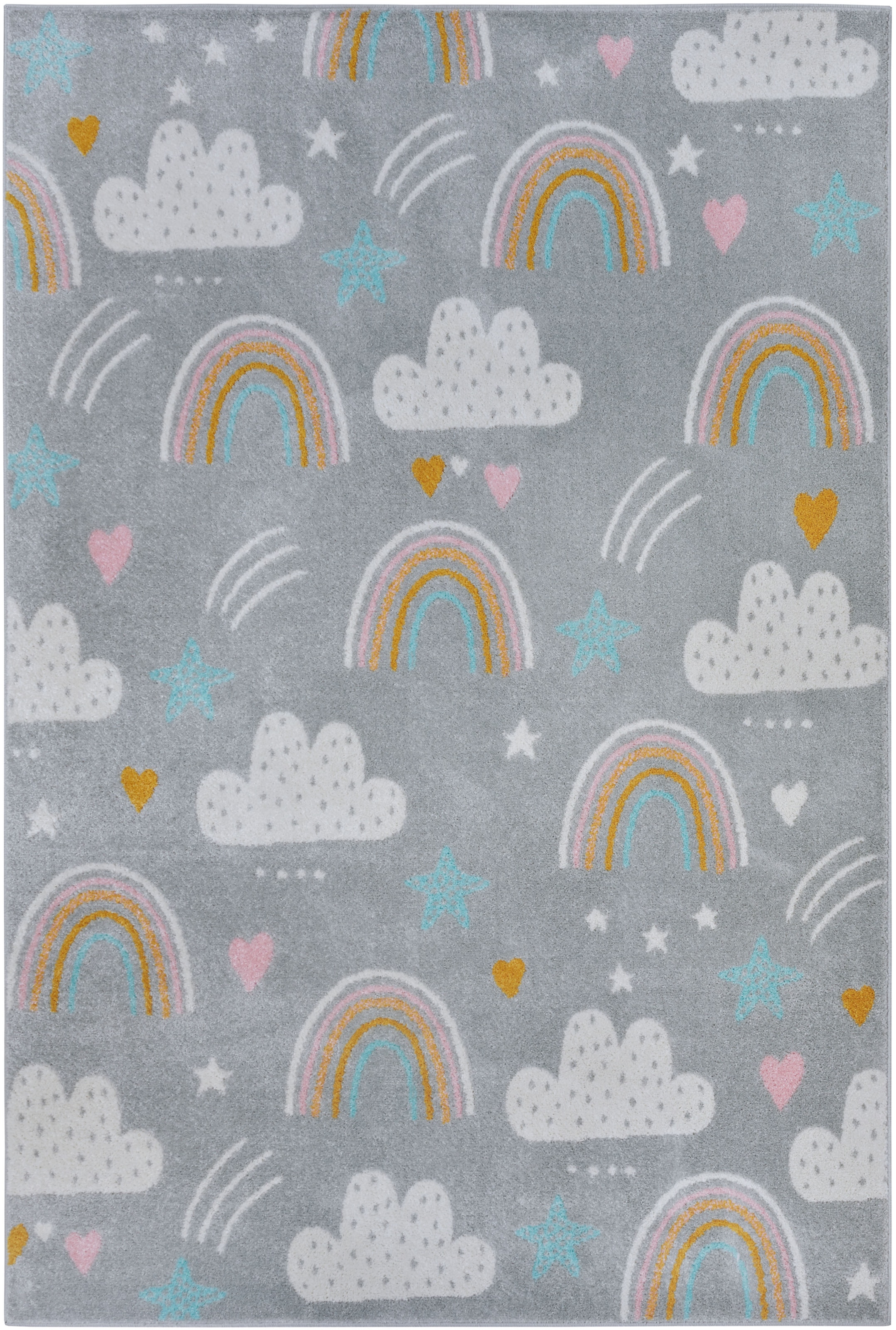 HANSE Home Kinderteppich "Adventures Rainbow Clouds", rechteckig, 7 mm Höhe, Spielteppich, fest, Kinderzimmer, Kurzflor,