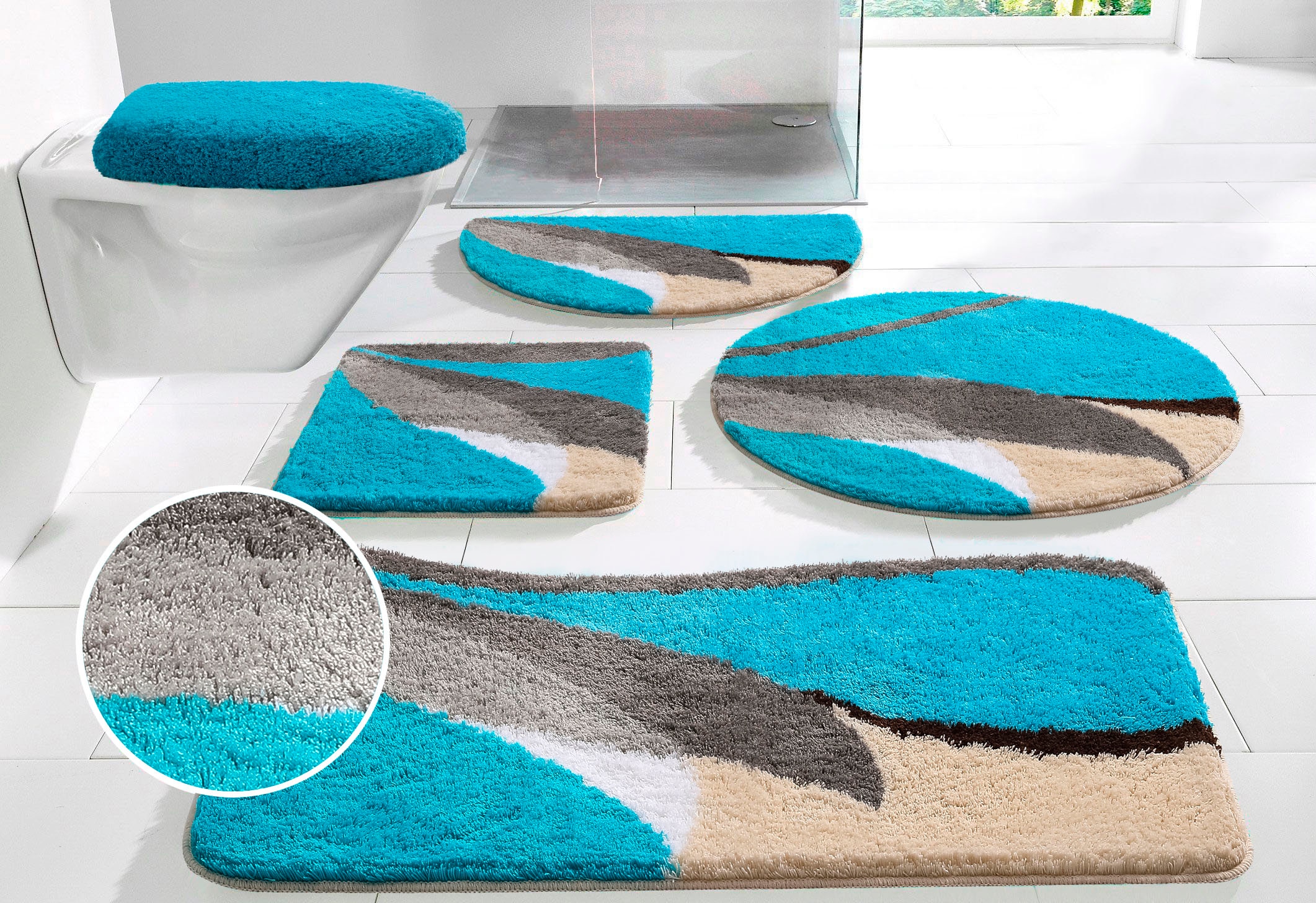 my home Badematte "Magnus, Badvorleger, Badezimmer Teppich" mehrfarbig, Bad günstig online kaufen