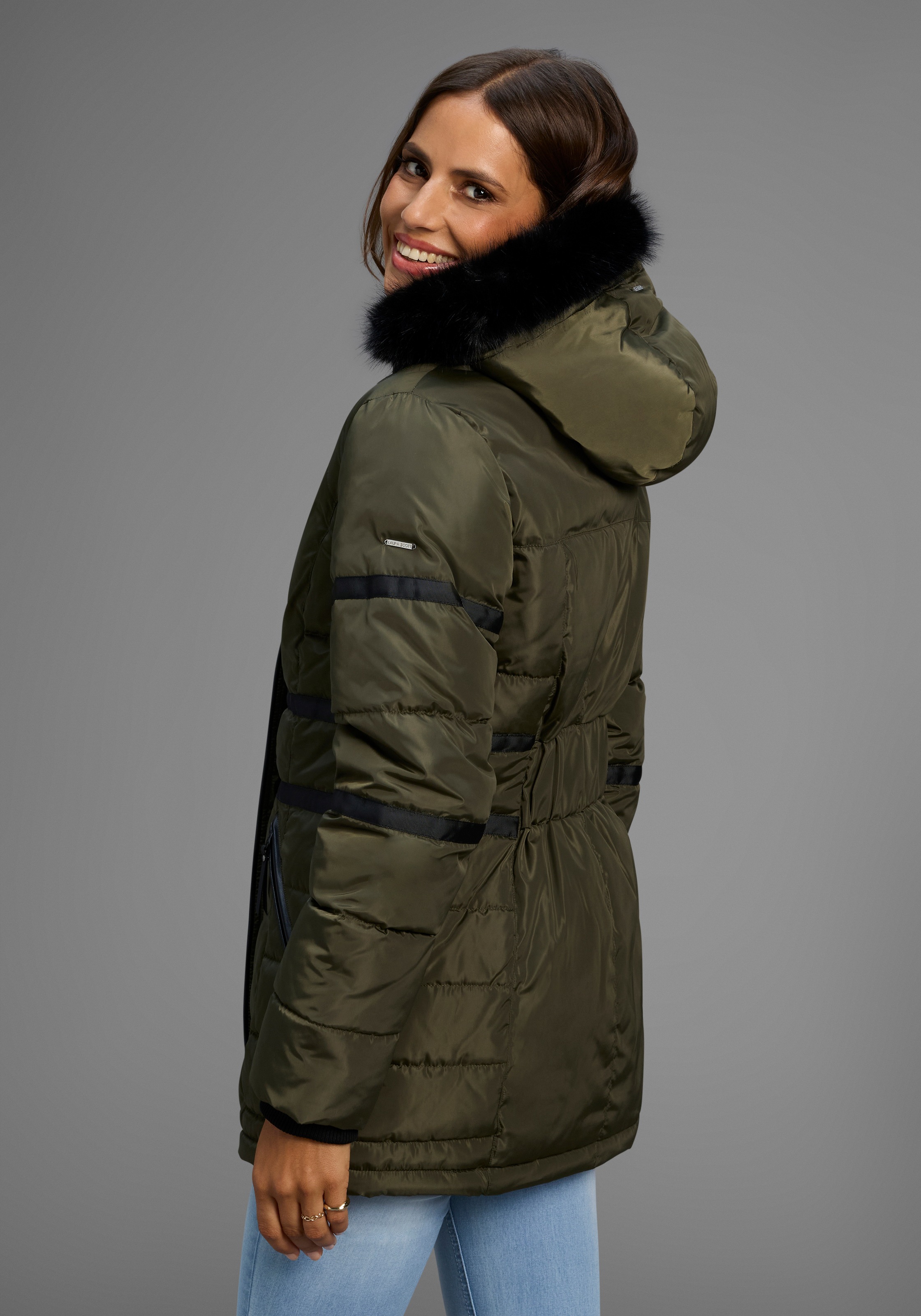 Laura Scott Winterjacke, mit Kapuze, figurumschmeichelnde Passform, mit abn günstig online kaufen