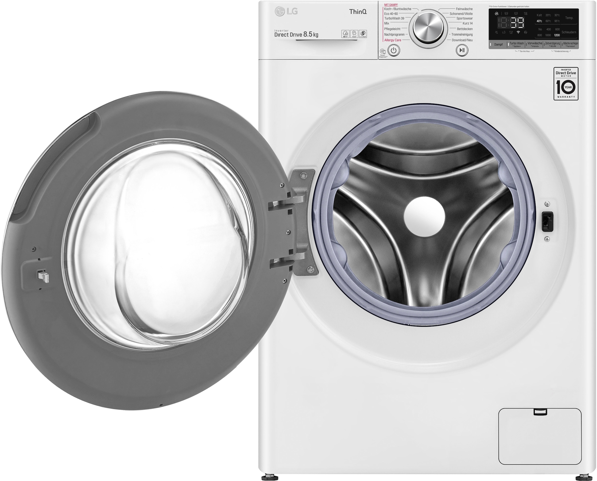LG Waschmaschine »F2V7SLIM8E«, F2V7SLIM8E, 8,5 kg, 1200 U/min, TurboWash® -  Waschen in nur 39 Minuten auf Raten | BAUR