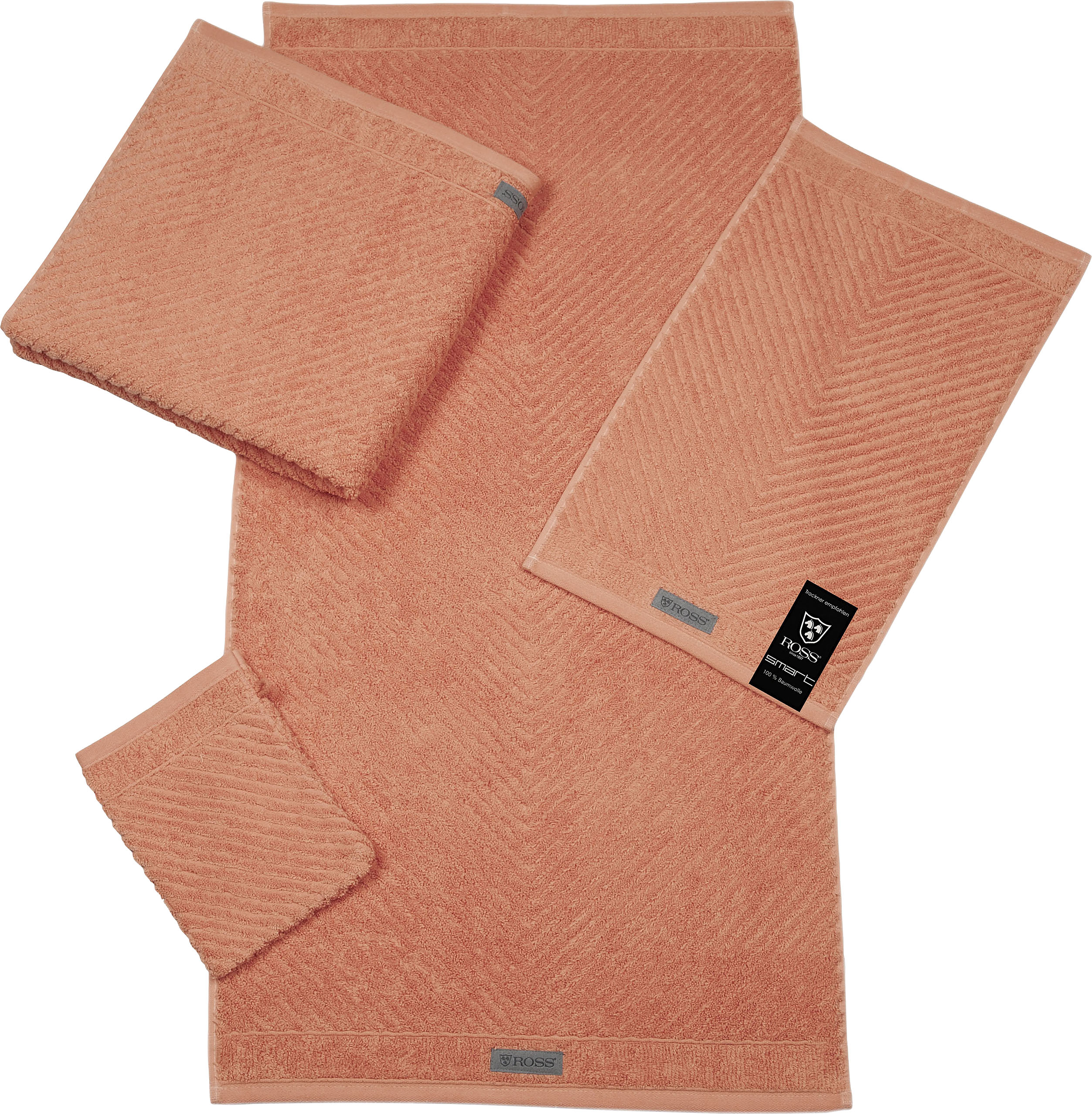 ROSS Handtuch "Smart" Uni-Rippe mit Velourslabel