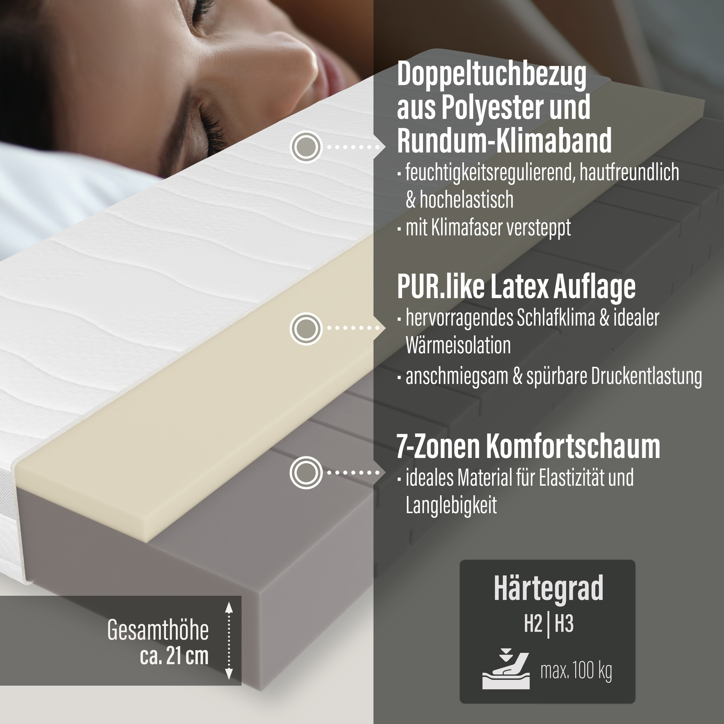 Beco Hybridschaum-Matratze "Feel Like Latex ONE KS" 21 cm hoch 1 Stk. tlg. günstig online kaufen