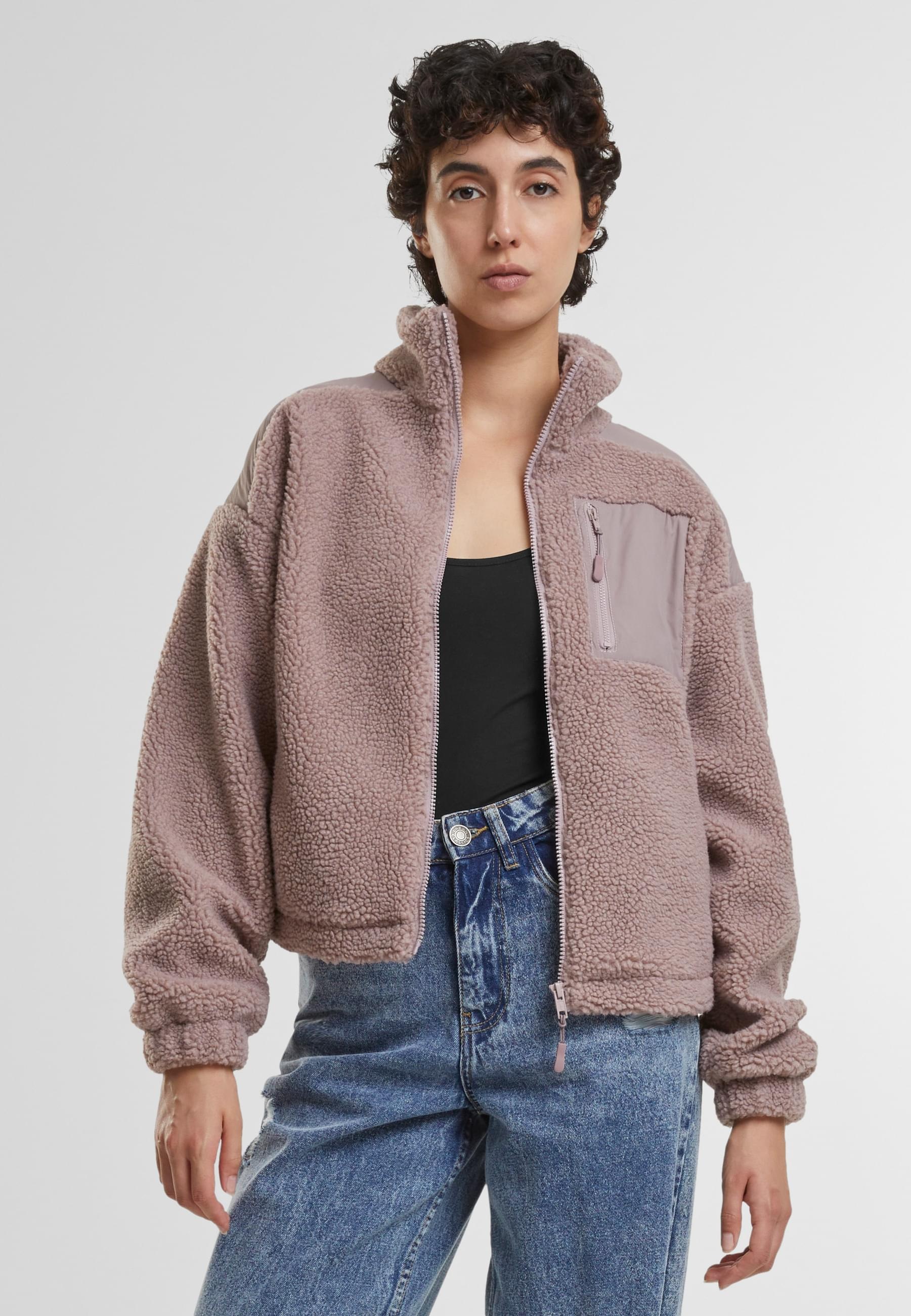 URBAN CLASSICS Winterjacke »Urban Classics Damen Ladies Sherpa Mix Jacket«, (1 St.), mit Kapuze