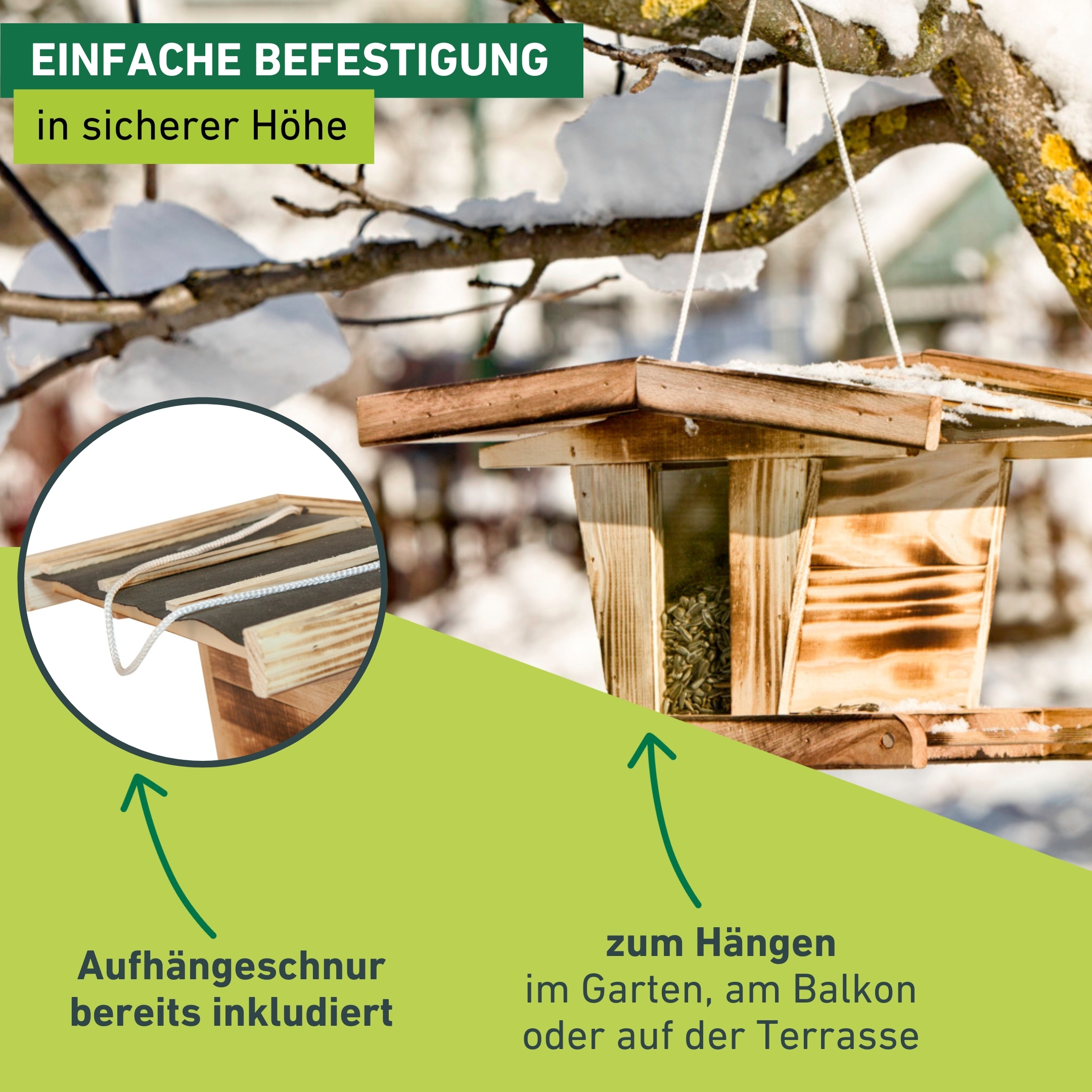 Windhager Vogelhaus »Chalet, Vogelfuttersilo aus robustem Massivholz« Futterstation inkl. Aufhängung, Füllvolumen ca. 2,75 Liter
