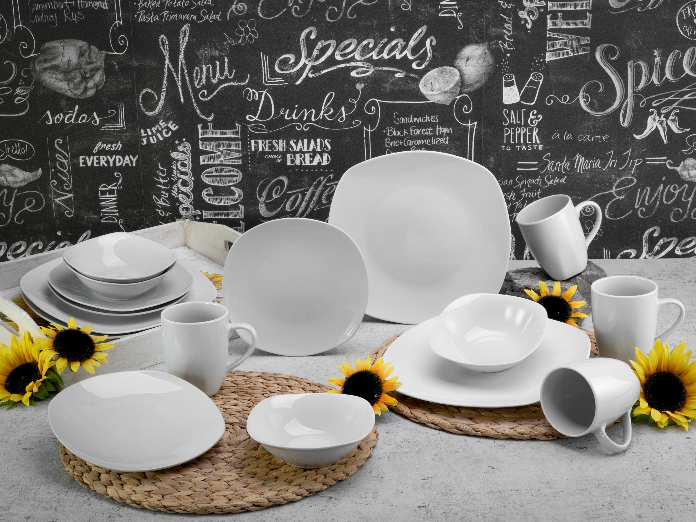 CreaTable Kombiservice "Geschirr-Set Square" Service, weiß, 16 Teile, für 4 günstig online kaufen