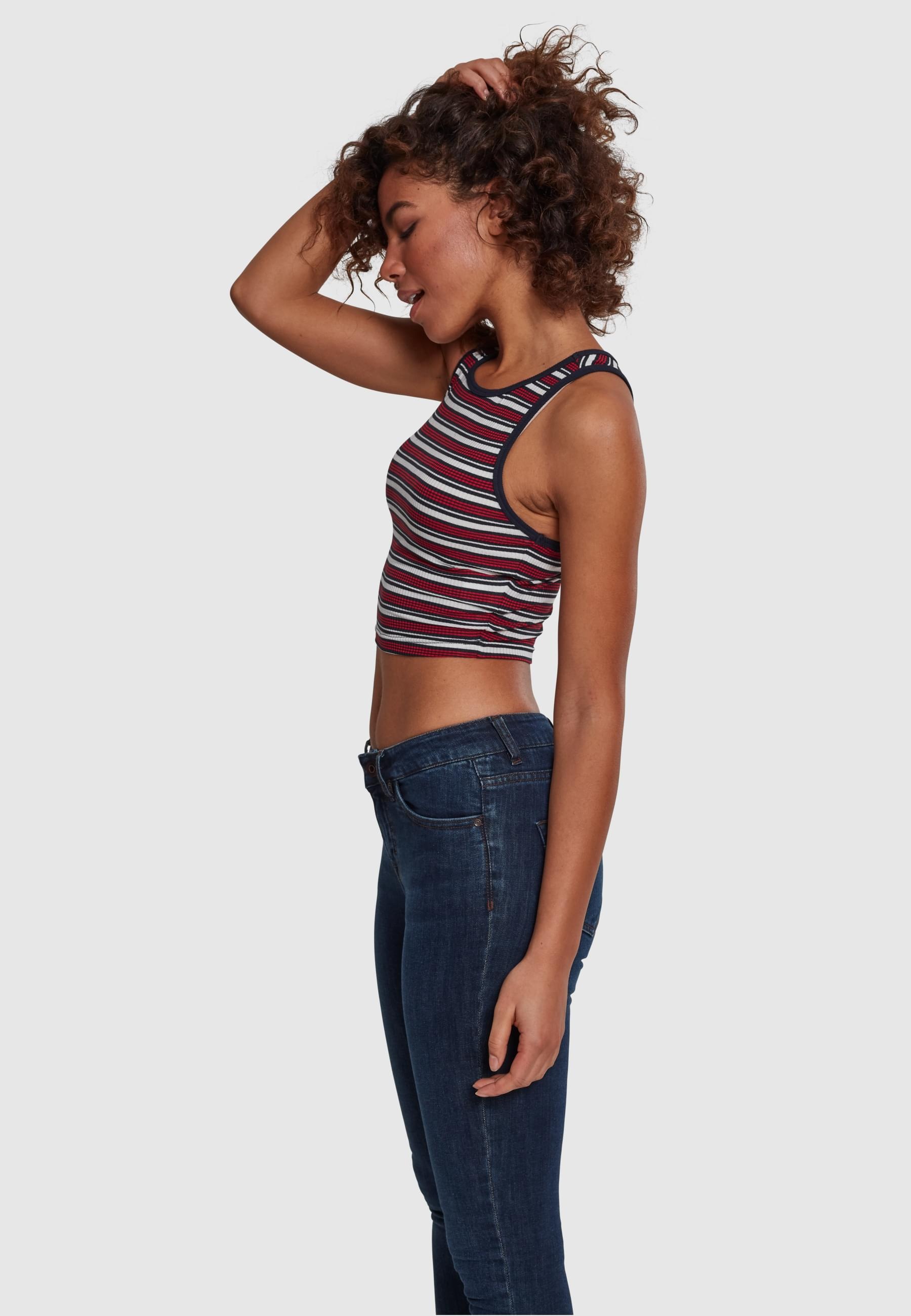 URBAN CLASSICS Muskelshirt »Urban Classics Damen Ladies Rib Stripe Cropped Top«, (1 tlg.)