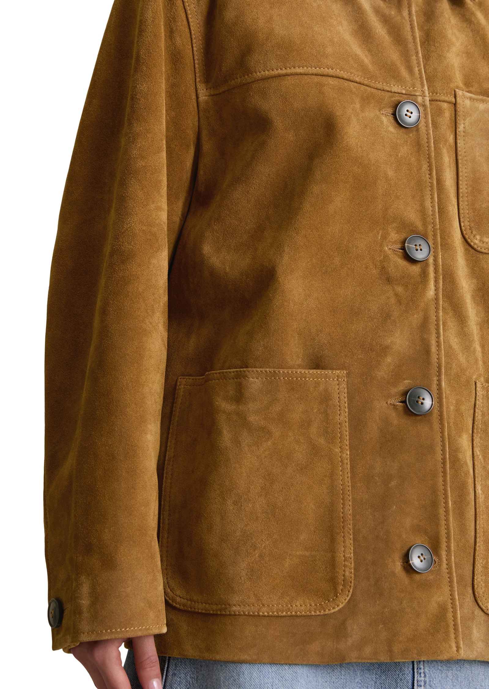 Marc O'Polo DENIM Lederjacke »im Barnjacket-Stil«, ohne Kapuze