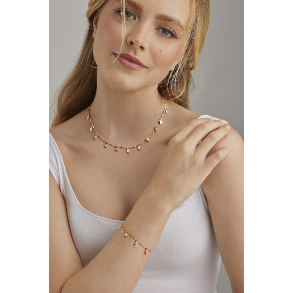 CAÏ Kette mit Anhänger »925/- Sterling Silber vergoldet Anhänger Zirkonia Baguette«